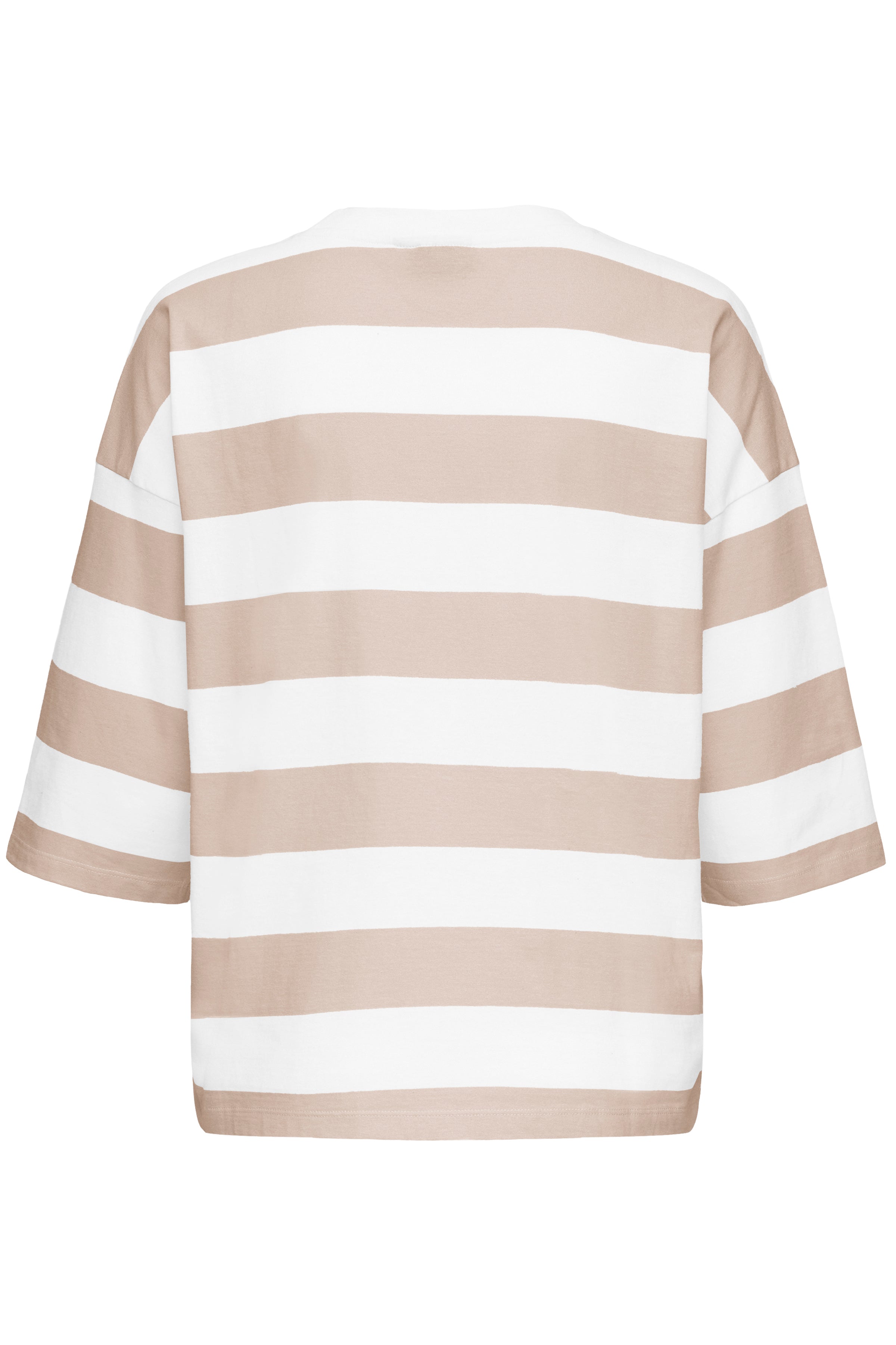 Fransa Milda T-shirt 1 Stribet Hvid w Moon Rock Brun