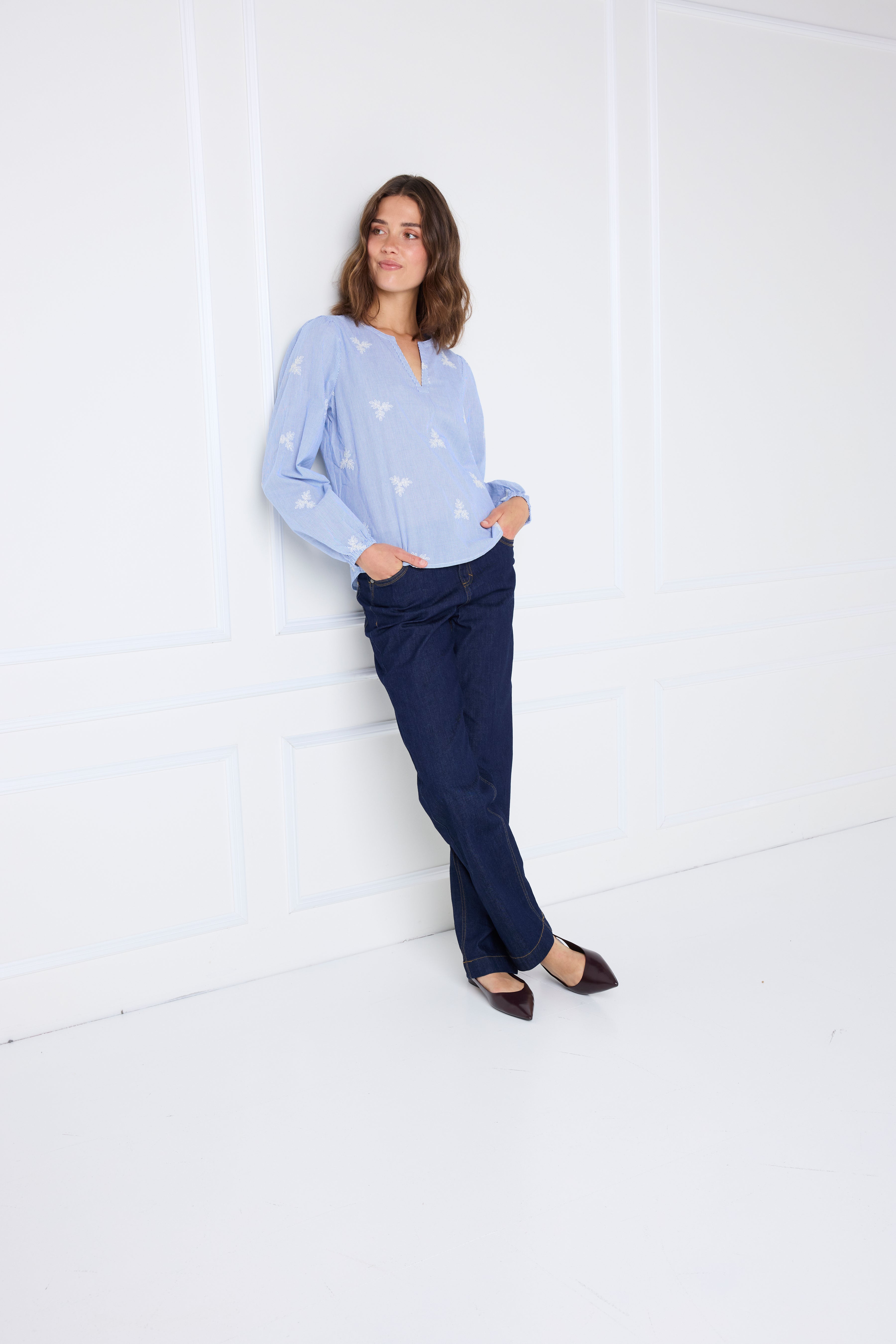 Fransa Vittoria 1 Bluse Stribet Navy Blå