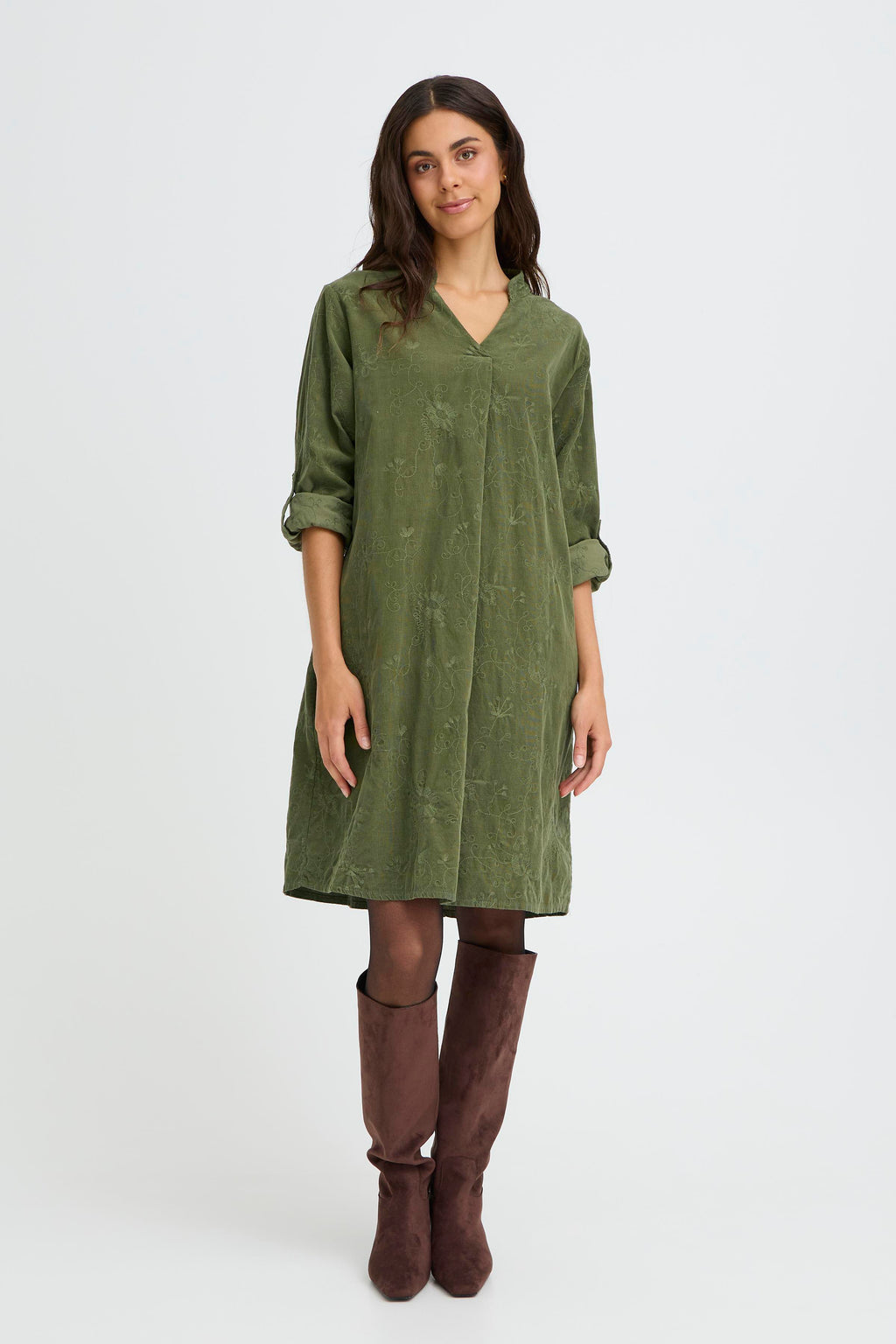Fransa Corda Kjole 1 Dusty Olive Grøn