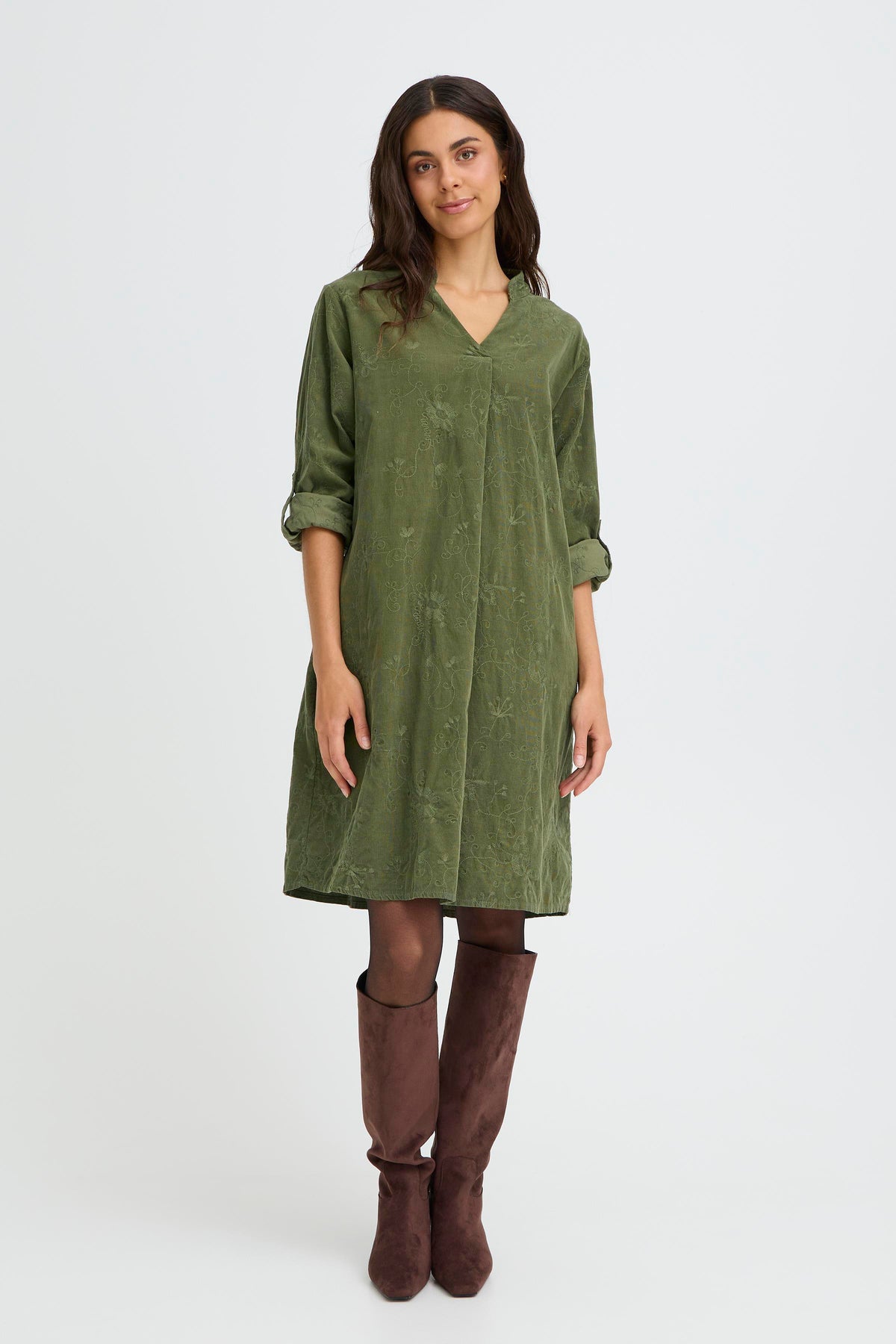 Fransa Corda Kjole 1 Dusty Olive Grøn