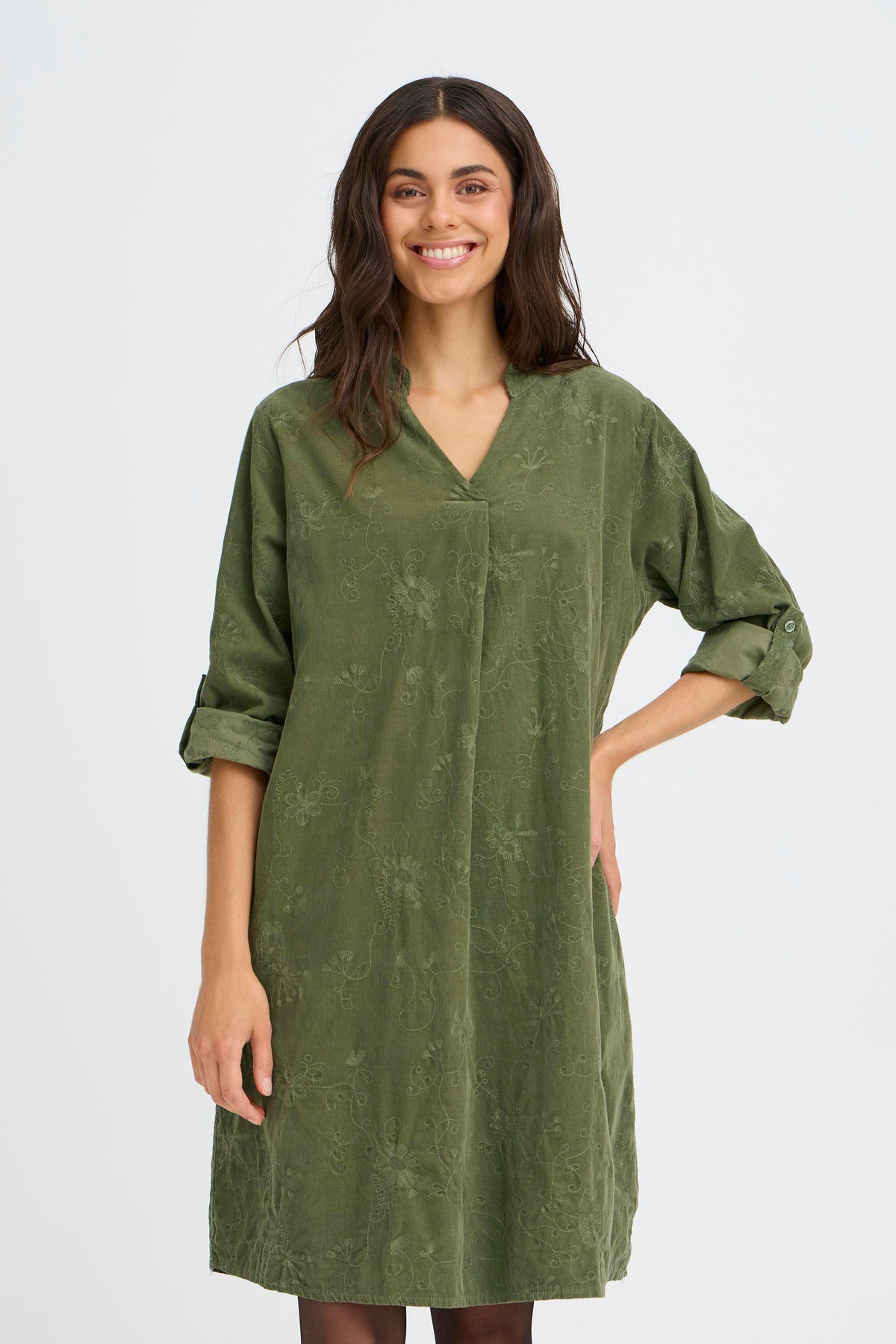 Fransa Corda Kjole 1 Dusty Olive Grøn