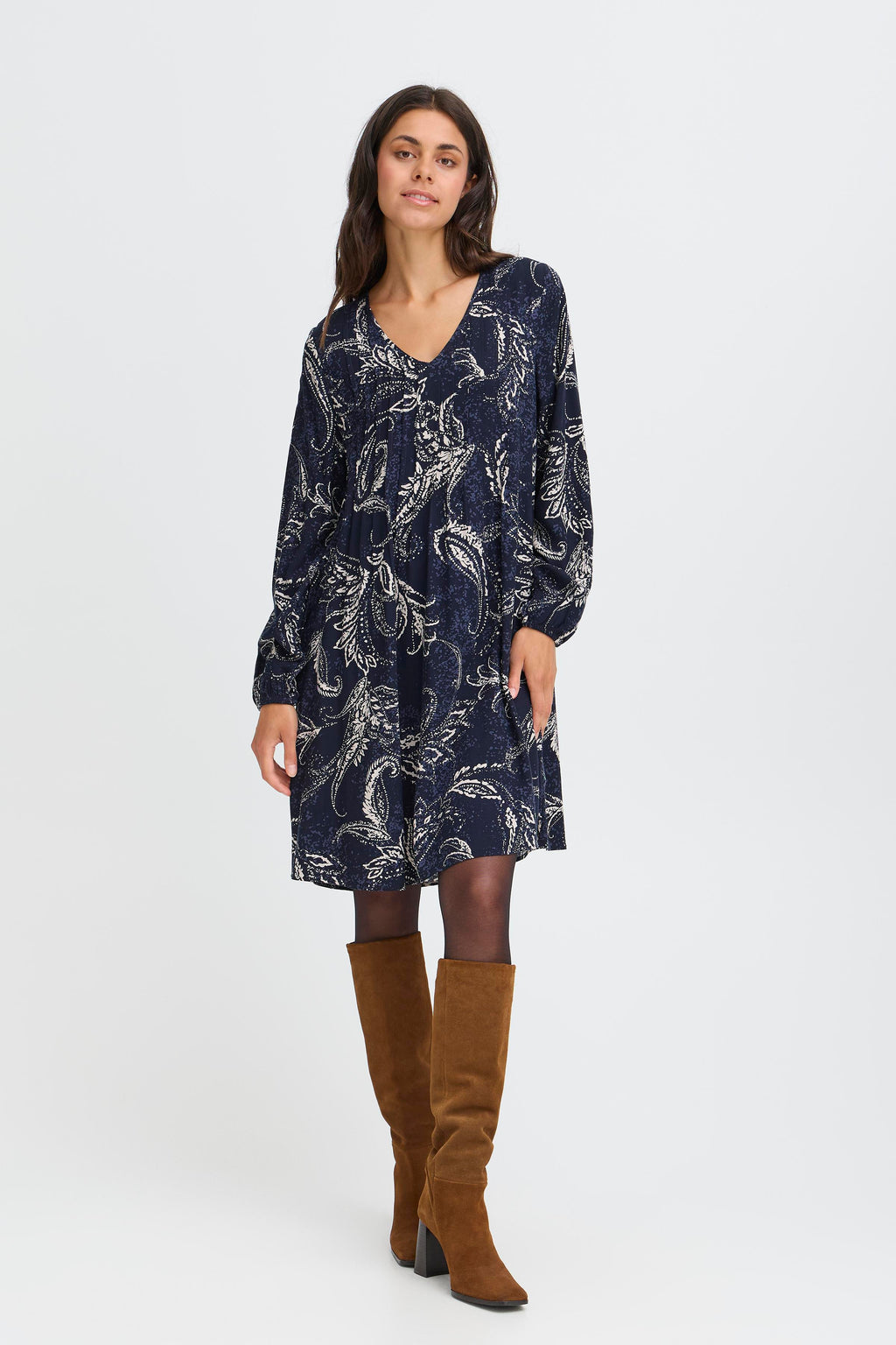 Fransa Kiki Kjole 5 Paisley Nightsky Blå