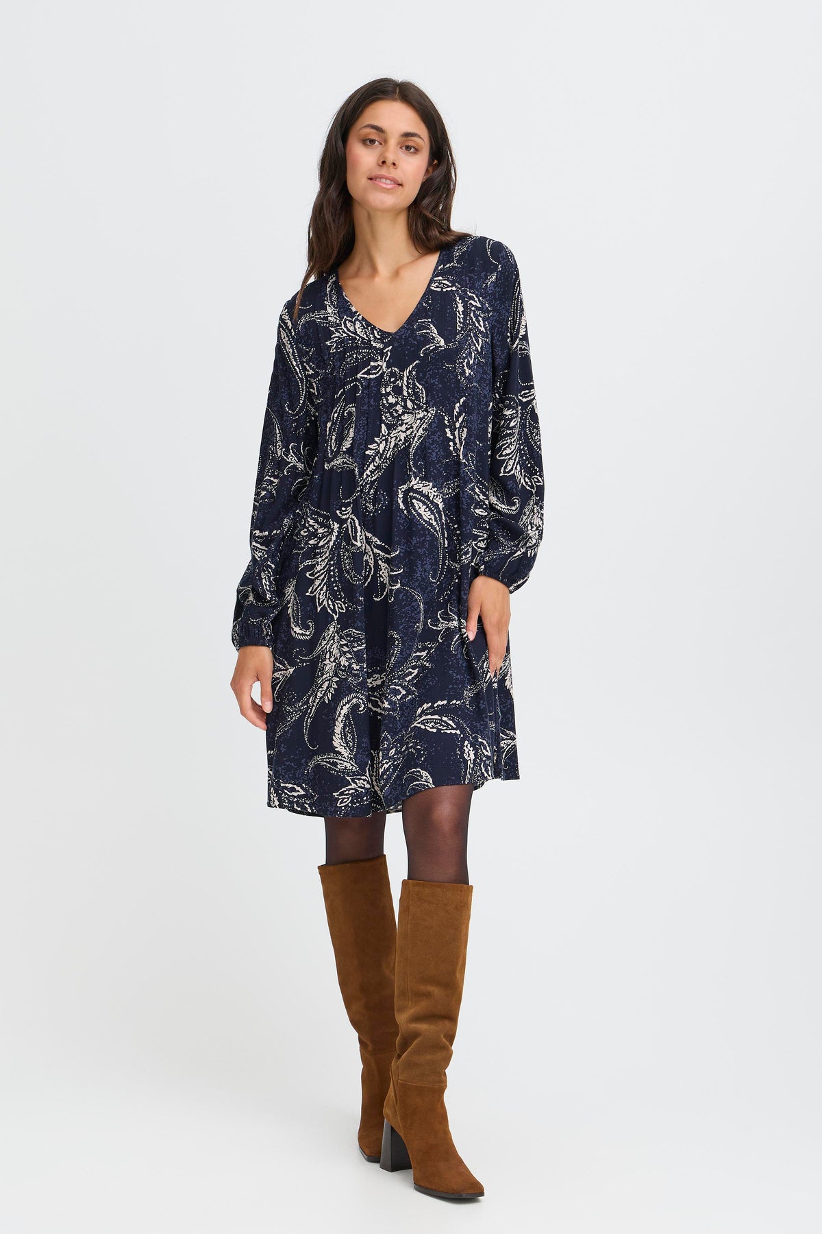 Fransa Kiki Kjole 5 Paisley Nightsky Blå