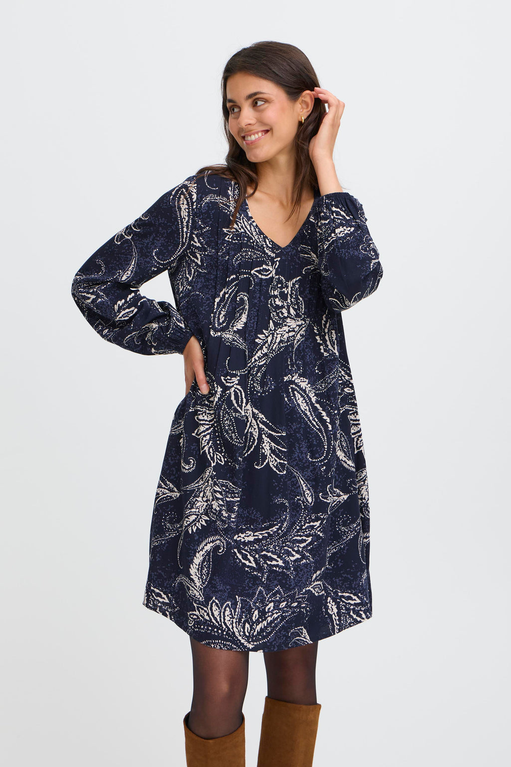 Fransa Kiki Kjole 5 Paisley Nightsky Blå