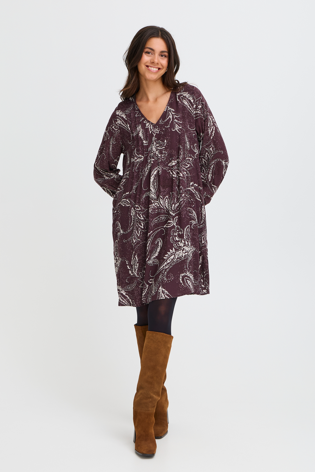 Fransa Kiki Kjole 5 Paisley Fudge