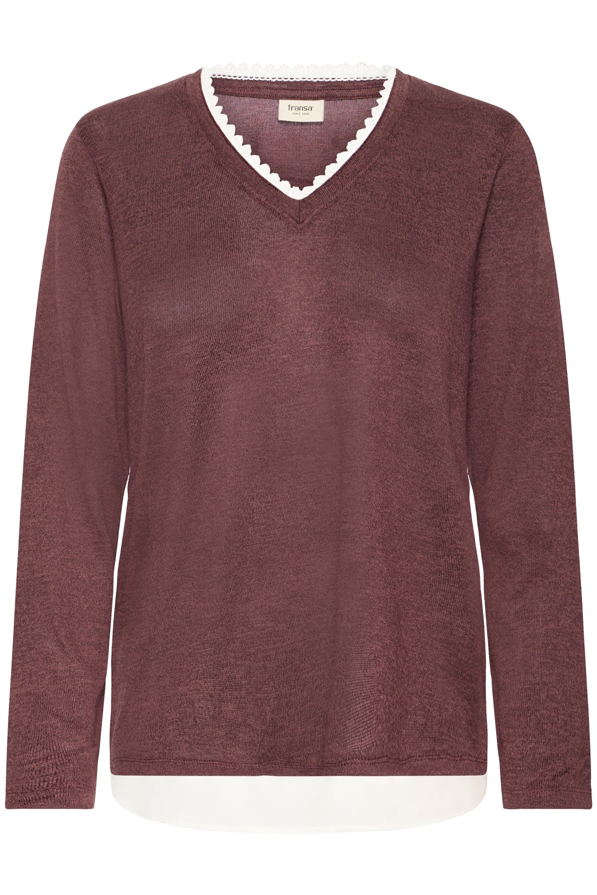 Fransa River Pullover 1 Fudge Melange Rød