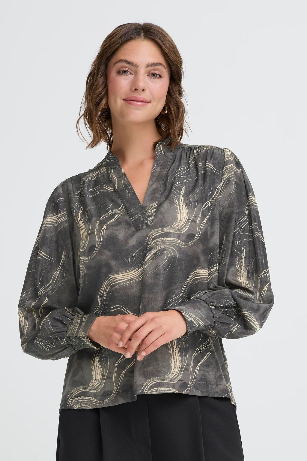 Fransa Hatti 1 Bluse Watercolor Grå