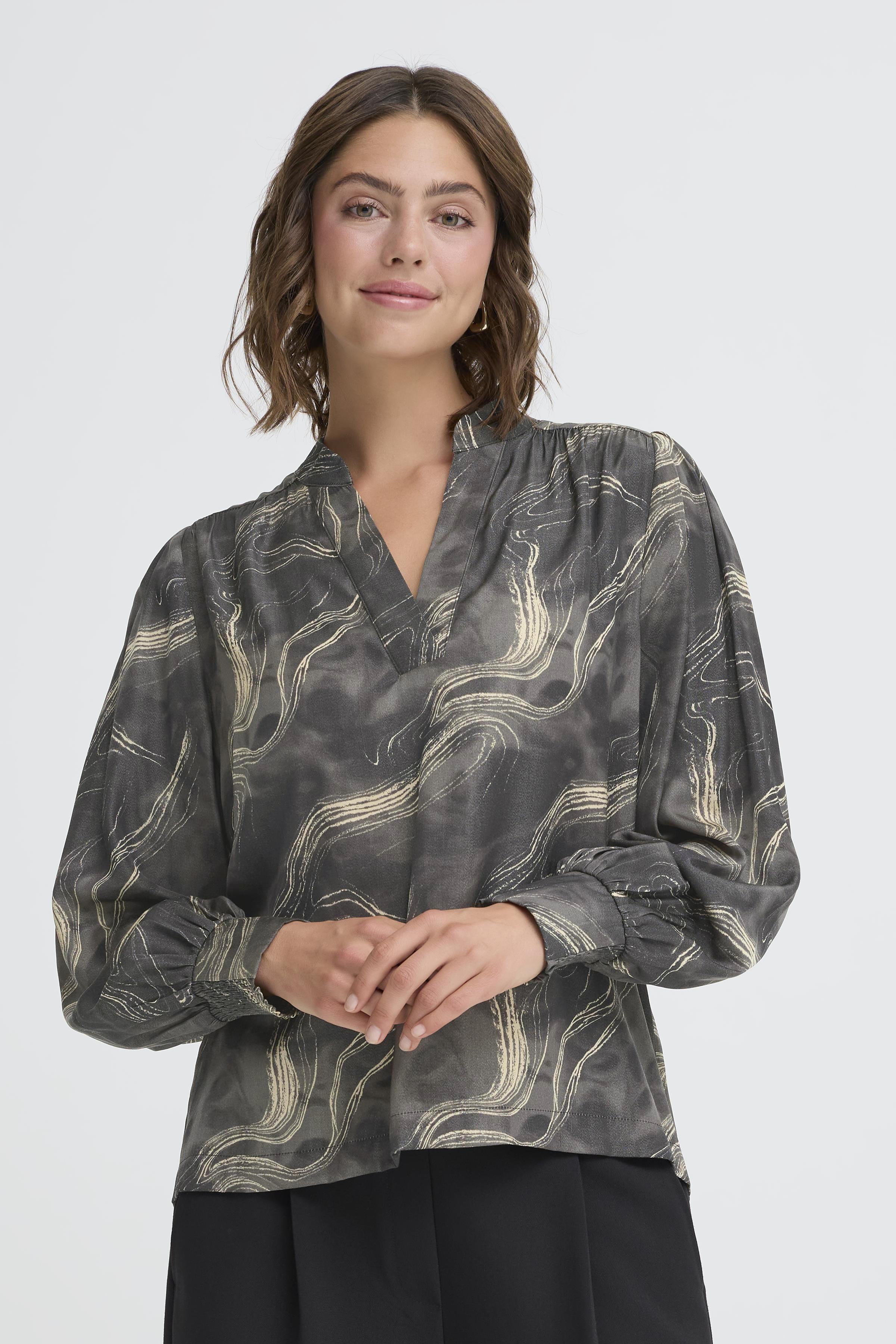 Fransa Hatti 1 Bluse Watercolor Grå