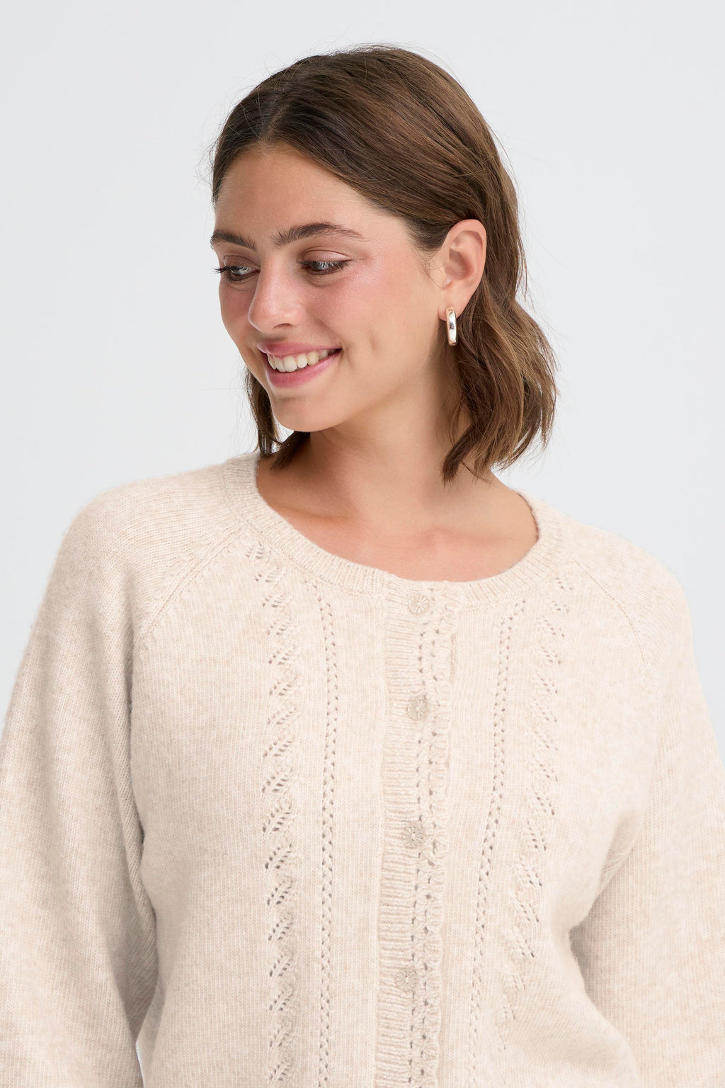 Fransa Elly 2 Cardigan Oatmeal Melange Creme