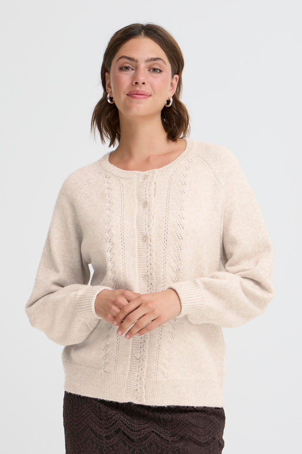 Fransa Elly 2 Cardigan Oatmeal Melange Creme