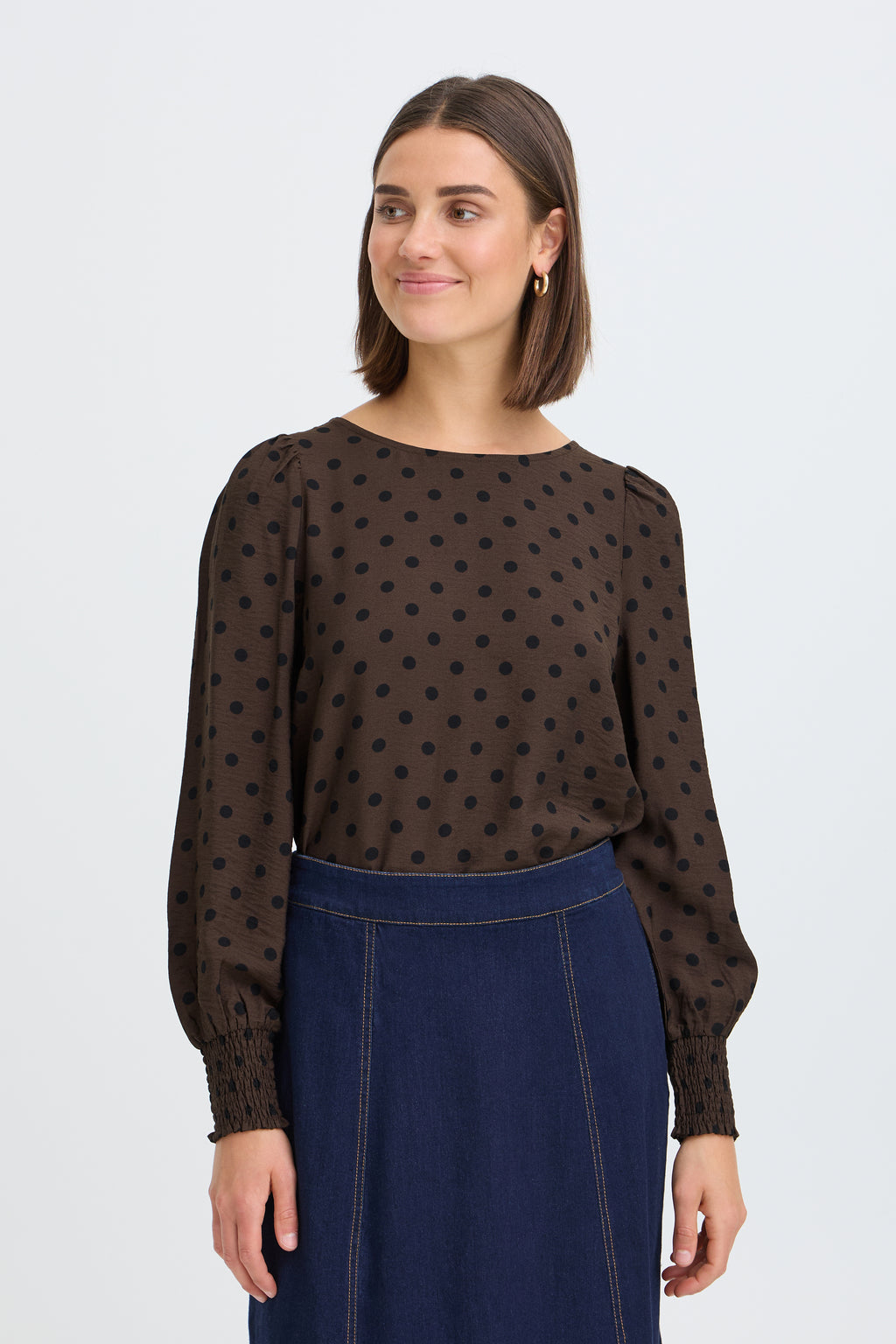 Fransa Adara Bluse 3 Prikker Hot Fudge Brun