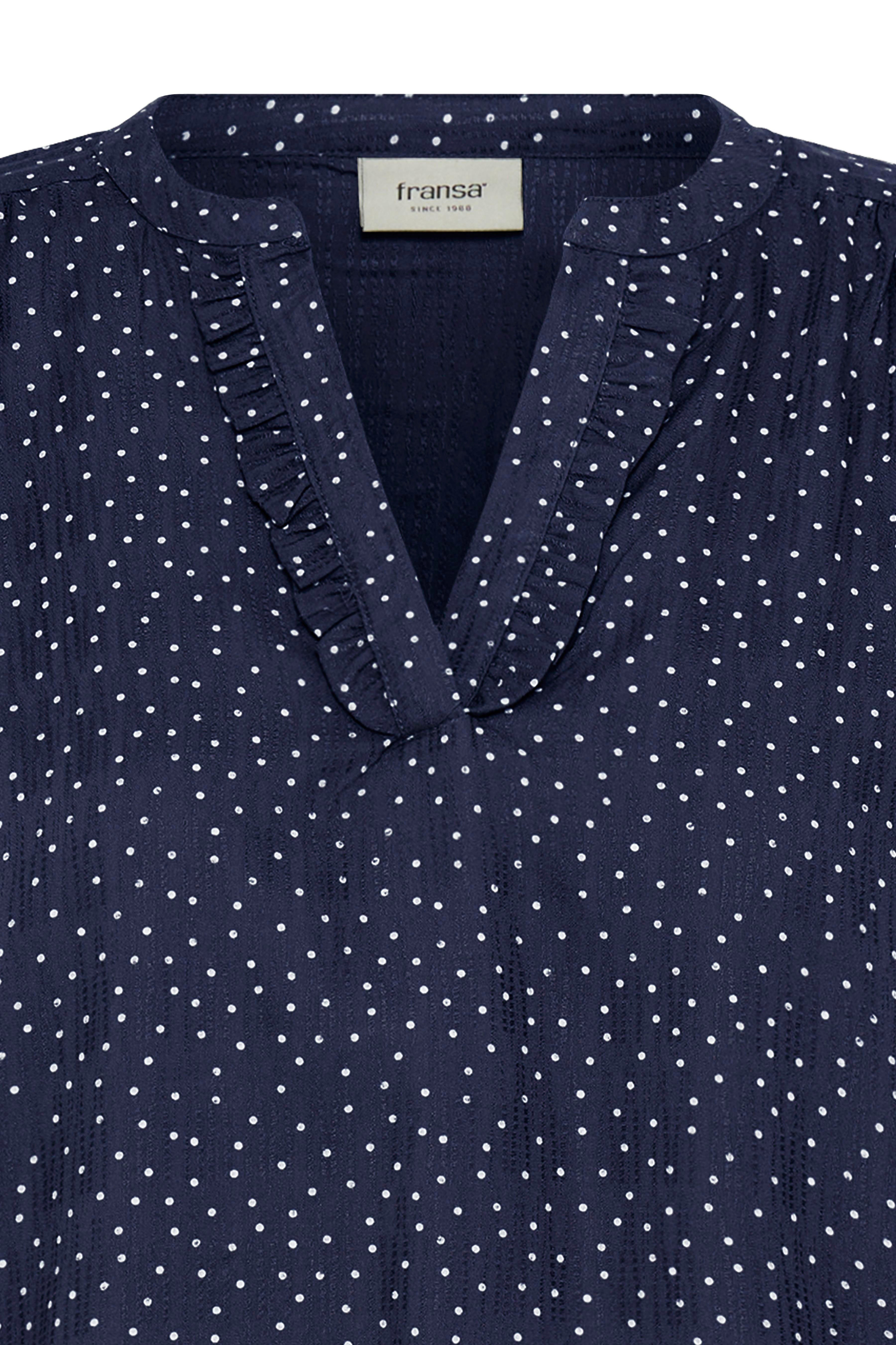 Fransa Laya Bluse 1 Prikker Blå Hvid