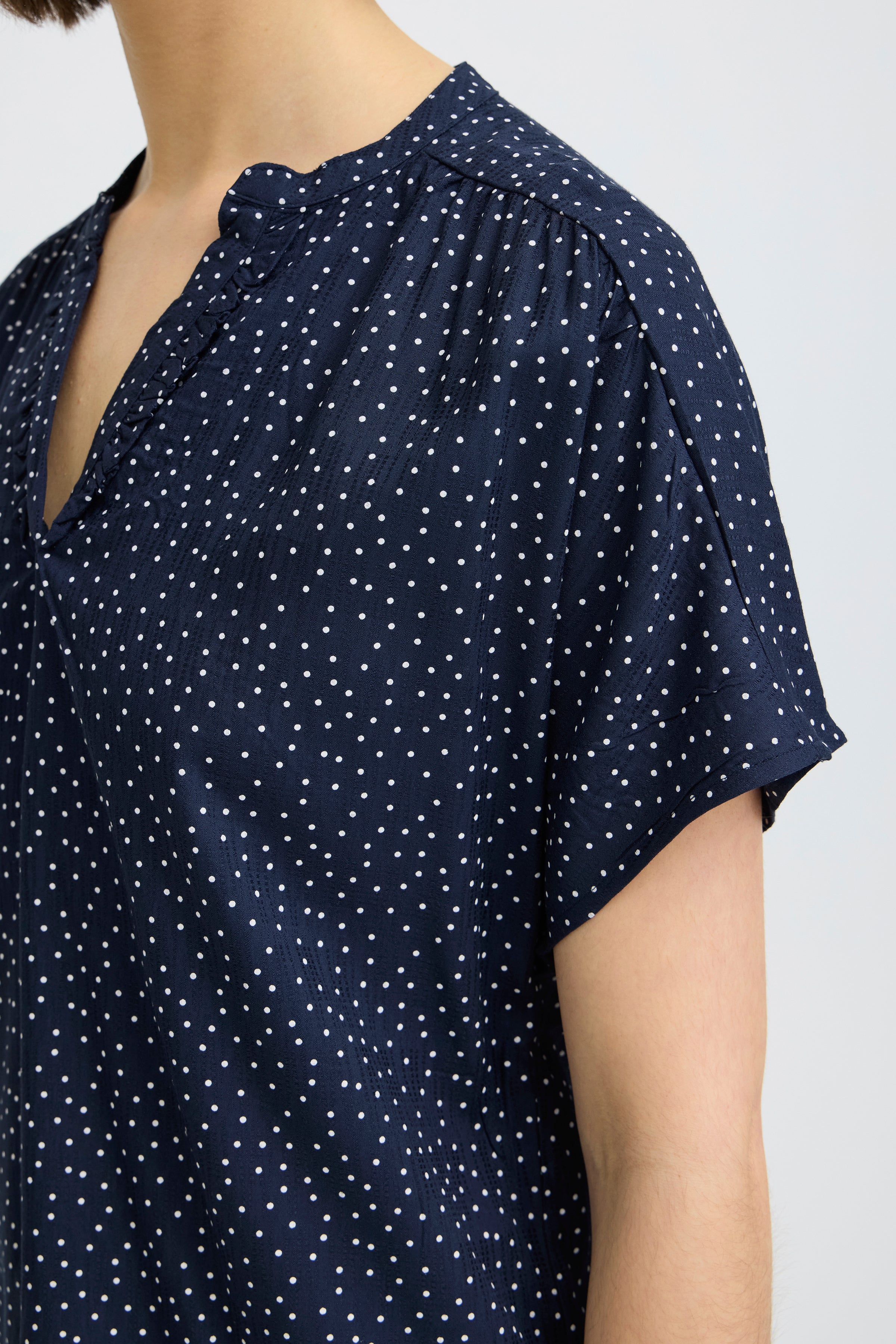 Fransa Laya Bluse 1 Prikker Blå Hvid