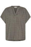 Fransa Laya Bluse 1 Prikker Hvid Smokey Olive Grøn