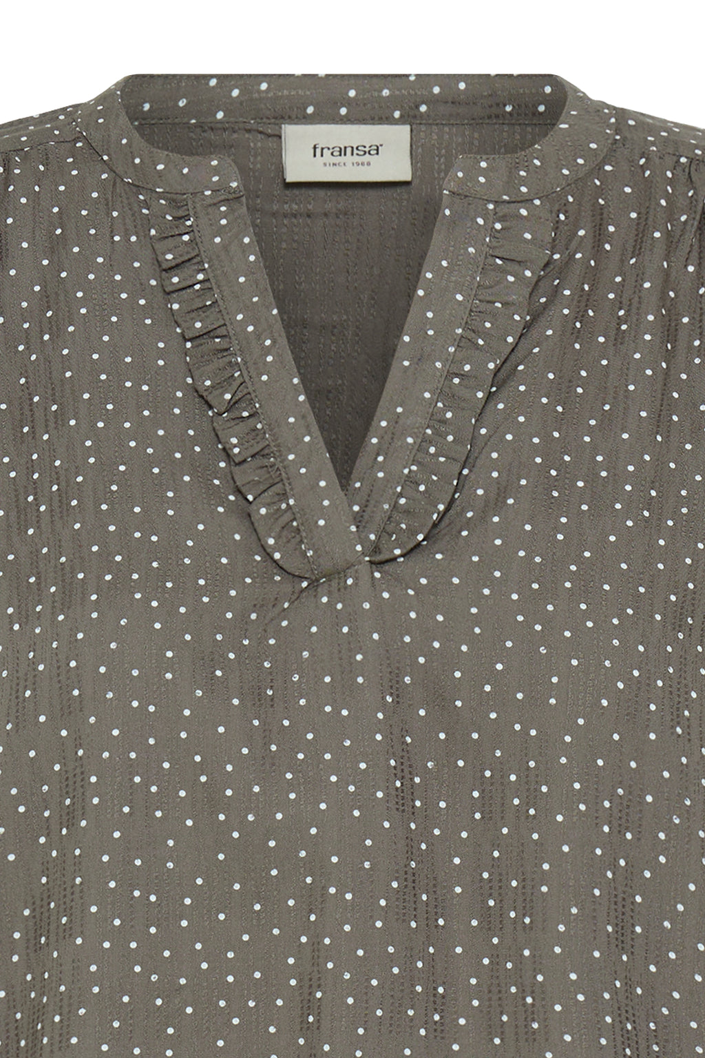 Fransa Laya Bluse 1 Prikker Hvid Smokey Olive Grøn