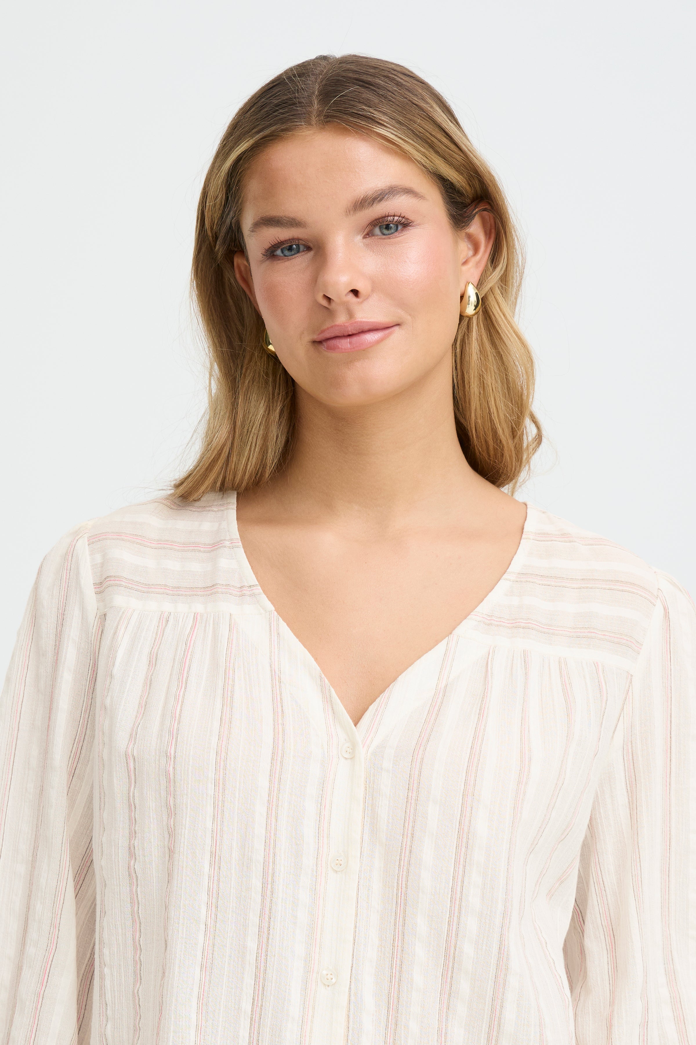 Fransa Adi Skjorte 1 Stribet Honeysuck Hvid