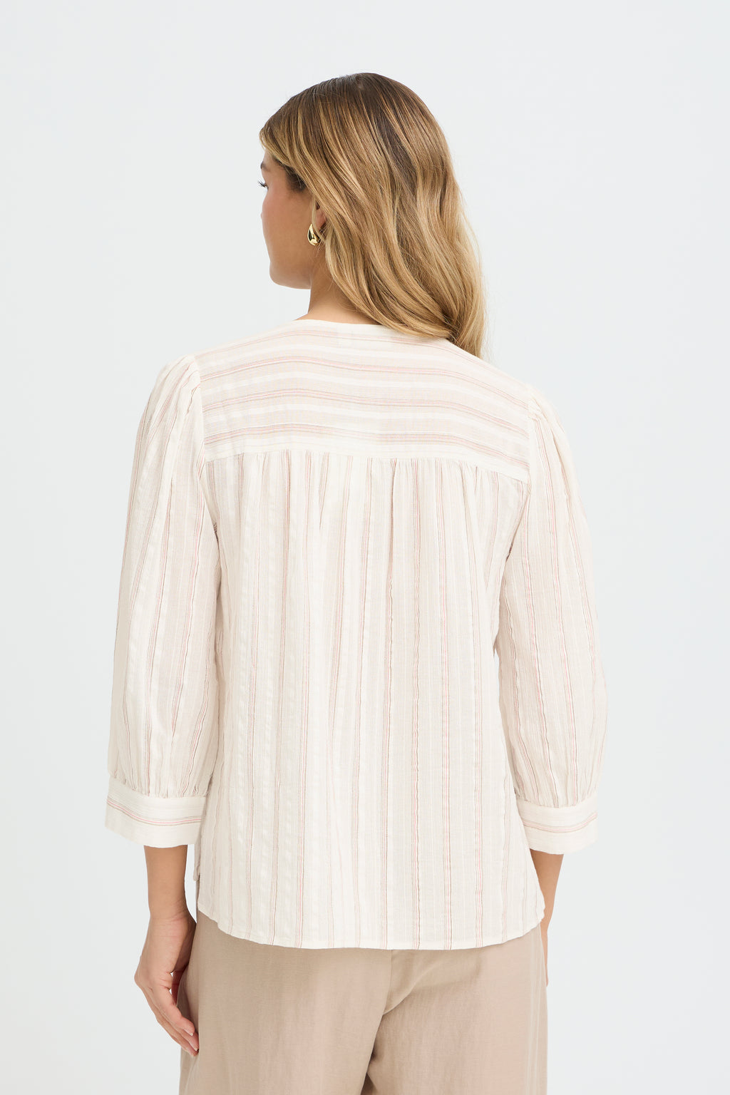 Fransa Adi Skjorte 1 Stribet Honeysuck Hvid