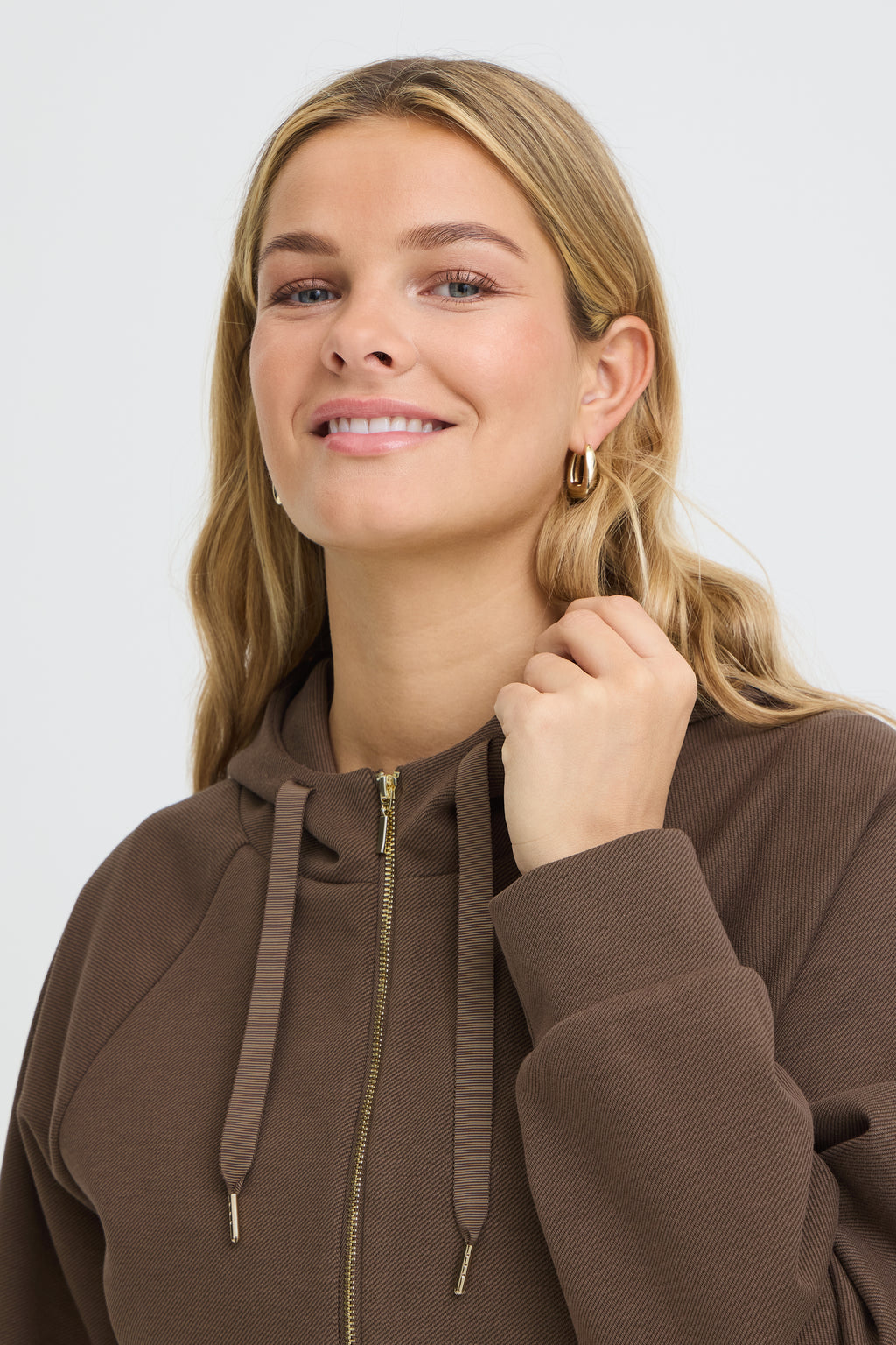 Fransa Priya Cardigan 1 Rain Drum Brun