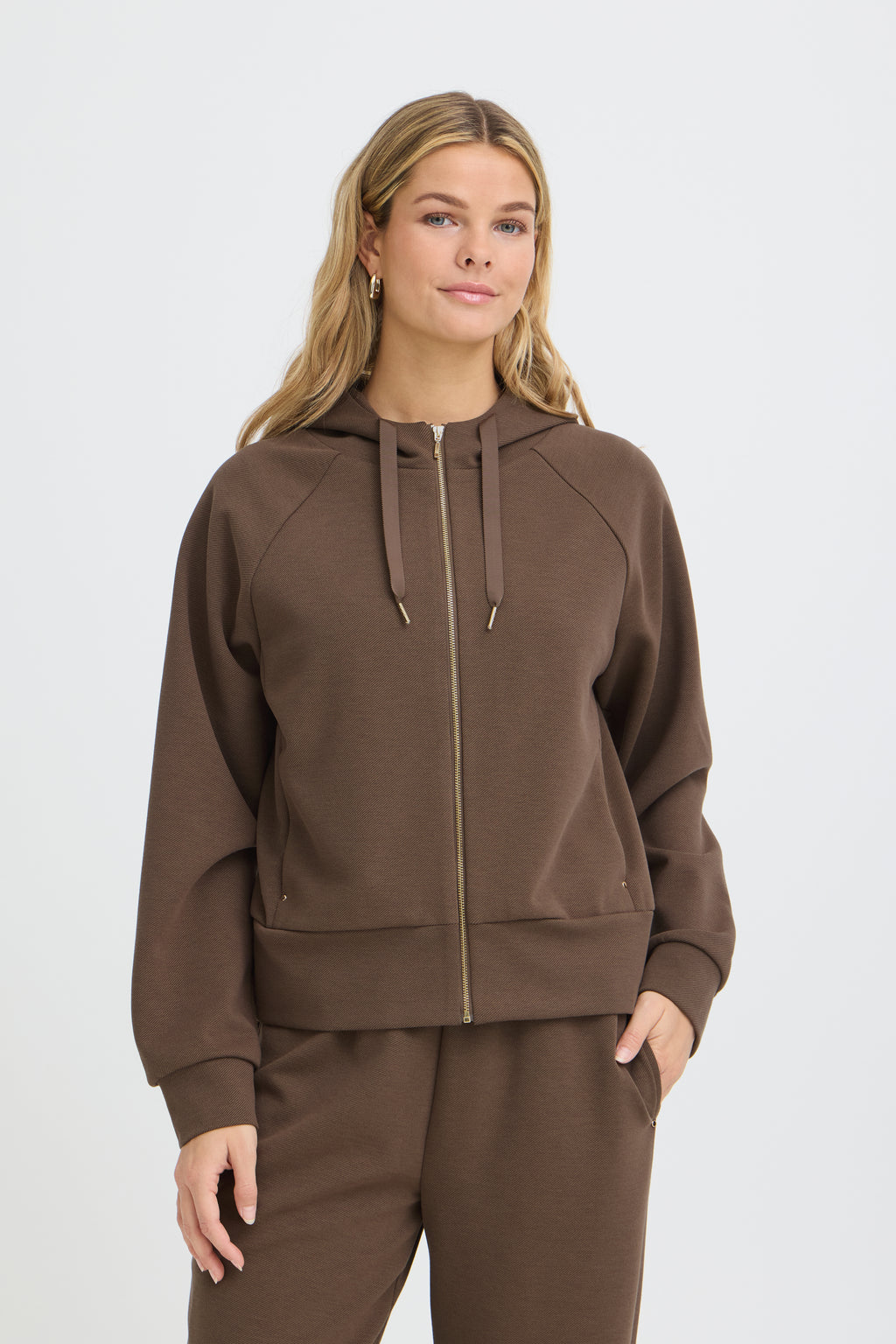 Fransa Priya Cardigan 1 Rain Drum Brun