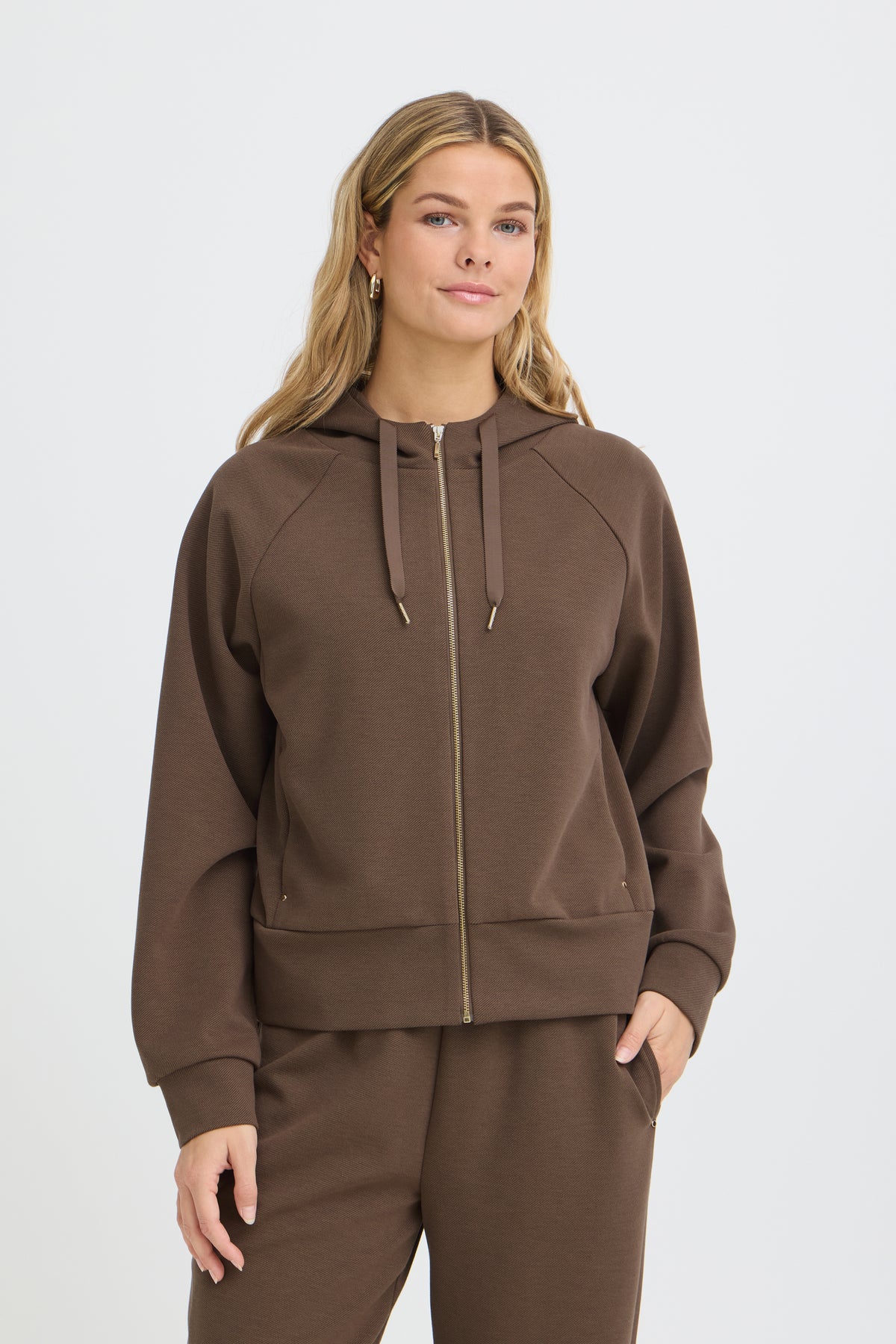 Fransa Priya Cardigan 1 Rain Drum Brun