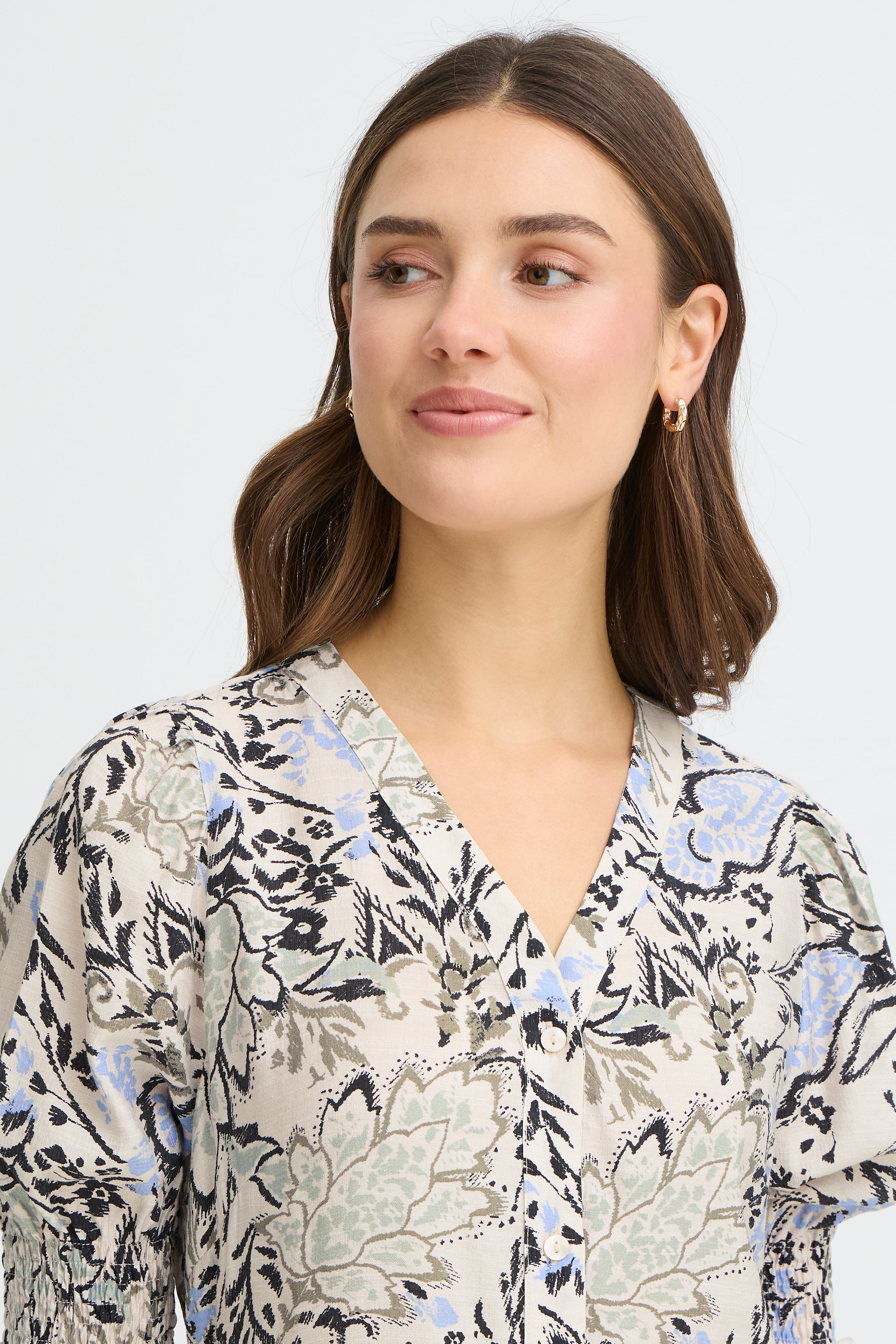 Fransa Ariana Kjole 18 Blomstret Femi Bouquet Grå Blå