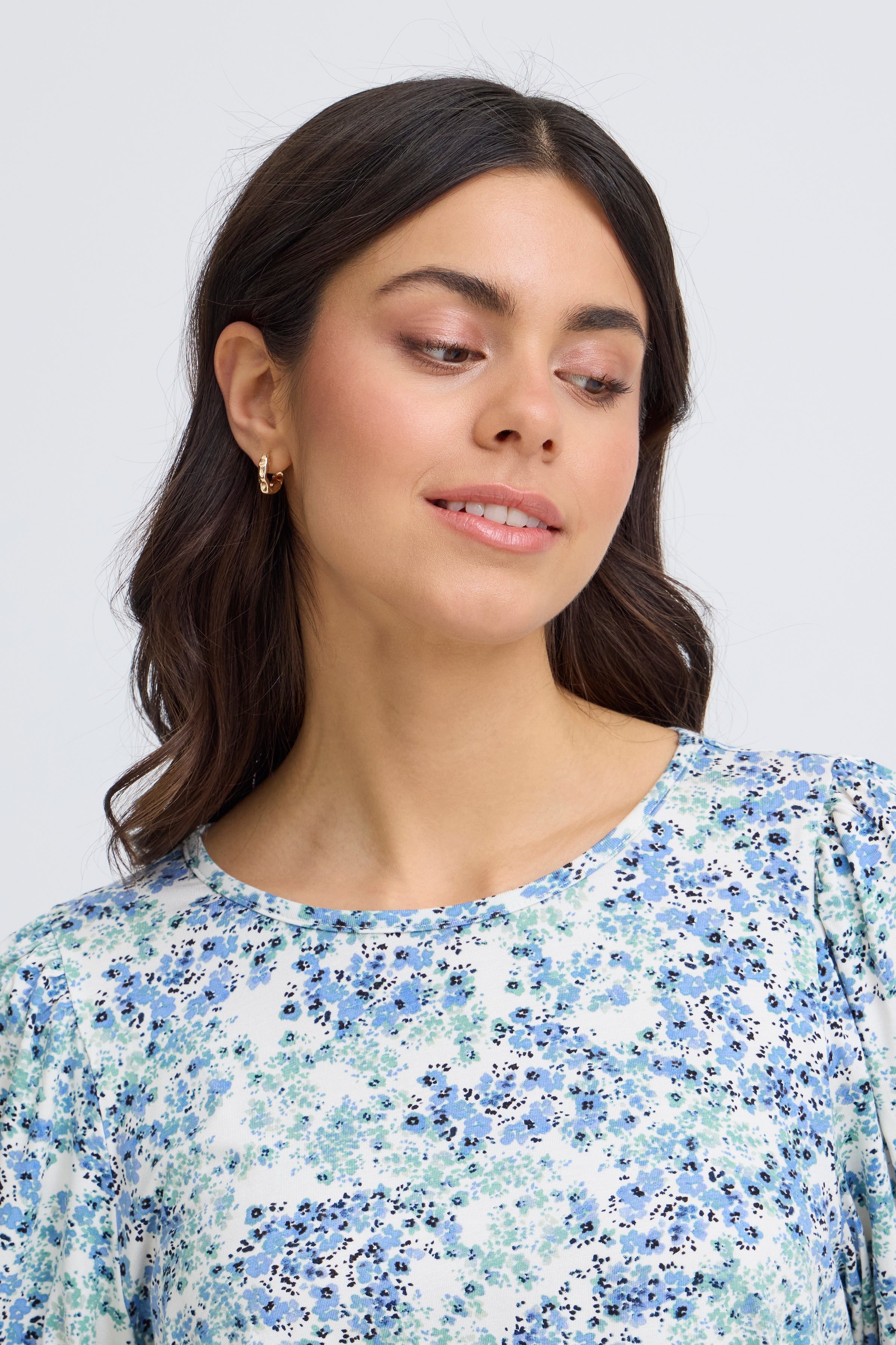 Fransa Amy Bluse 3 Floral Hydrangea Lys Blå