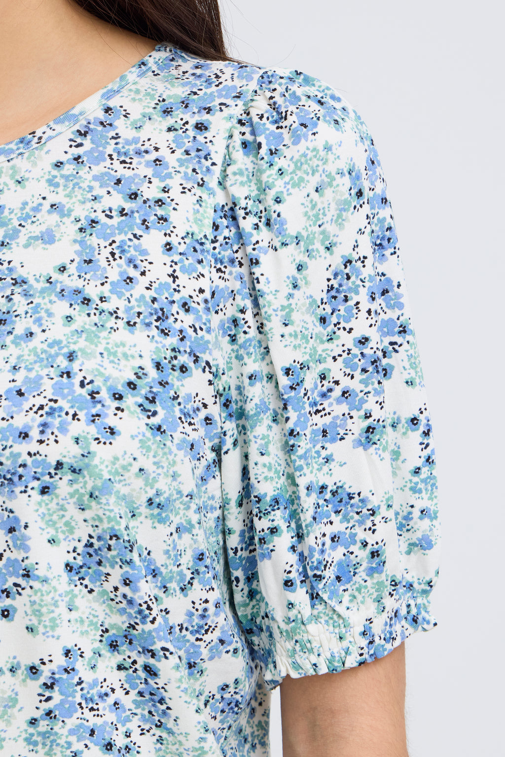 Fransa Amy Bluse 3 Floral Hydrangea Lys Blå
