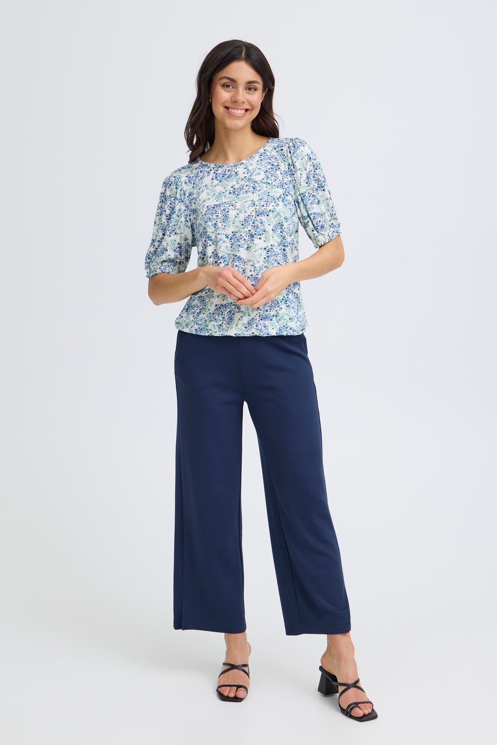 Fransa Amy Bluse 3 Floral Hydrangea Lys Blå