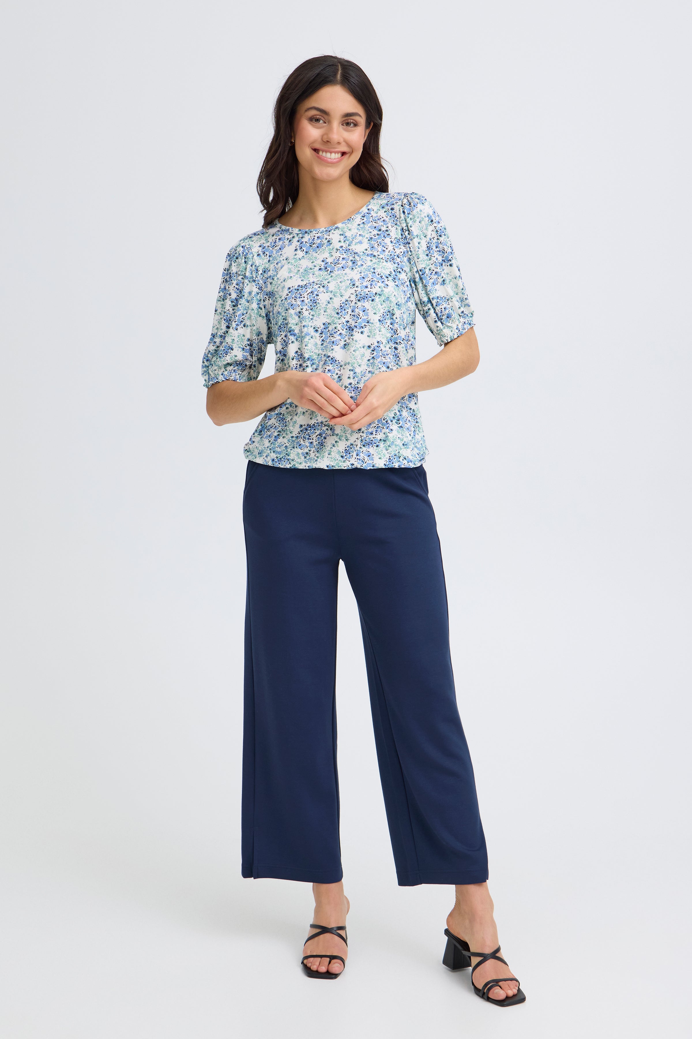 Fransa Amy Bluse 3 Floral Hydrangea Lys Blå