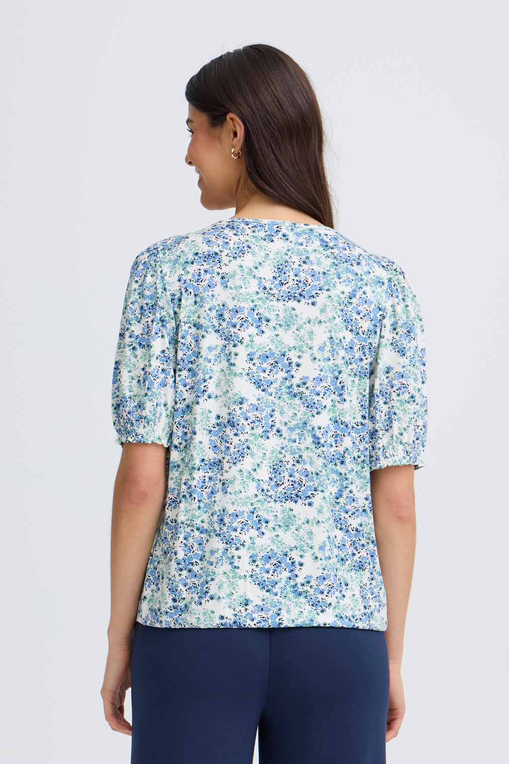 Fransa Amy Bluse 3 Floral Hydrangea Lys Blå