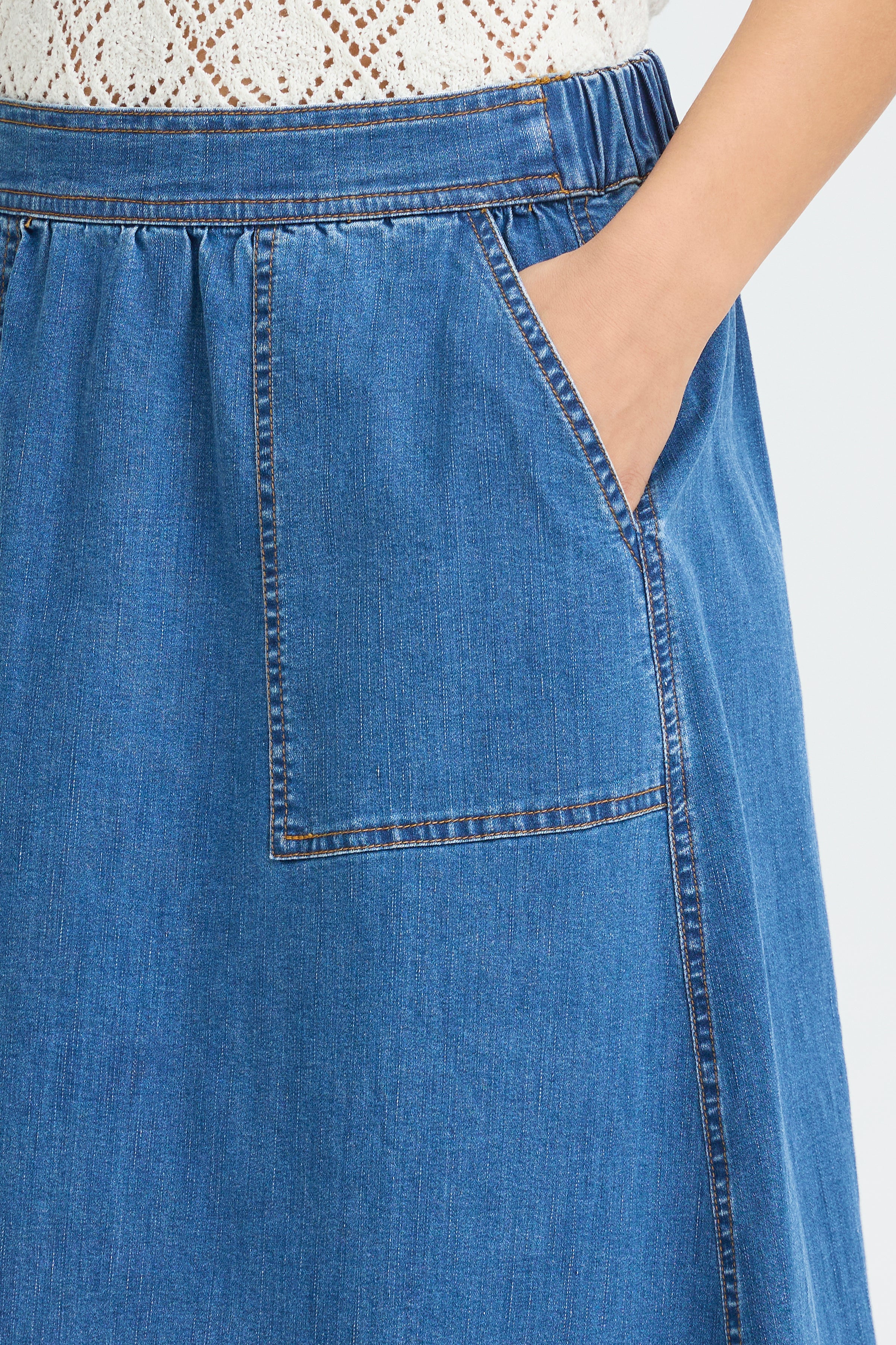 Fransa Chicago Nederdel 2 Denim Medium Blå