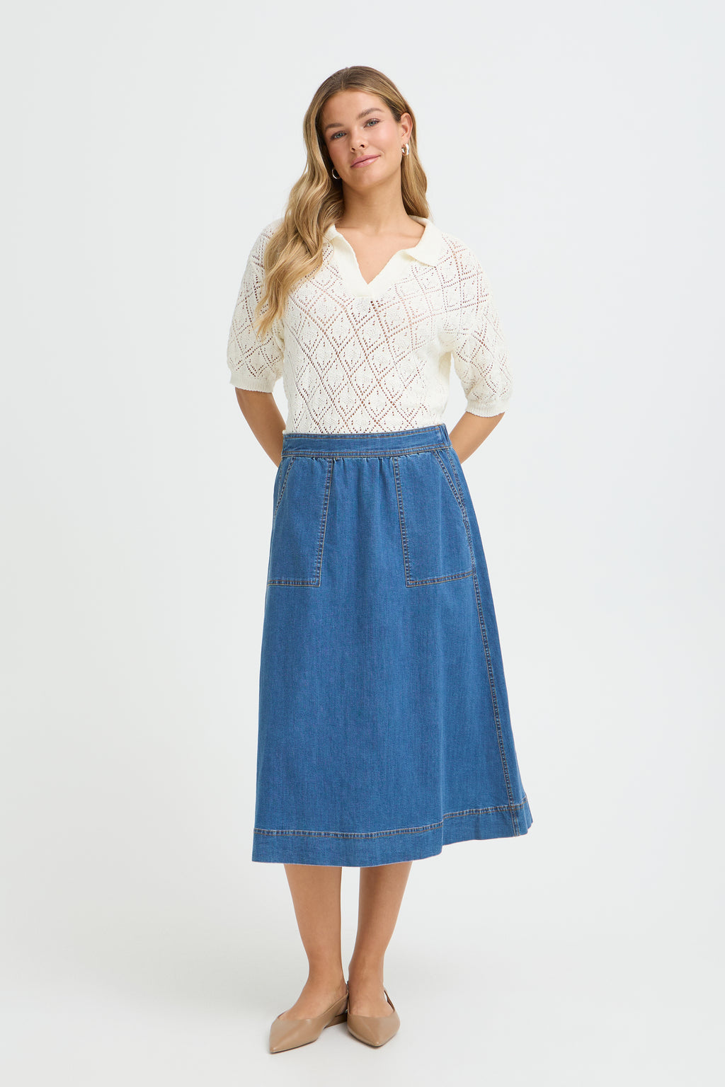 Fransa Chicago Nederdel 2 Denim Medium Blå