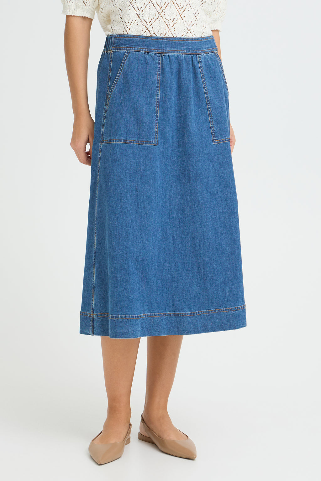 Fransa Chicago Nederdel 2 Denim Medium Blå