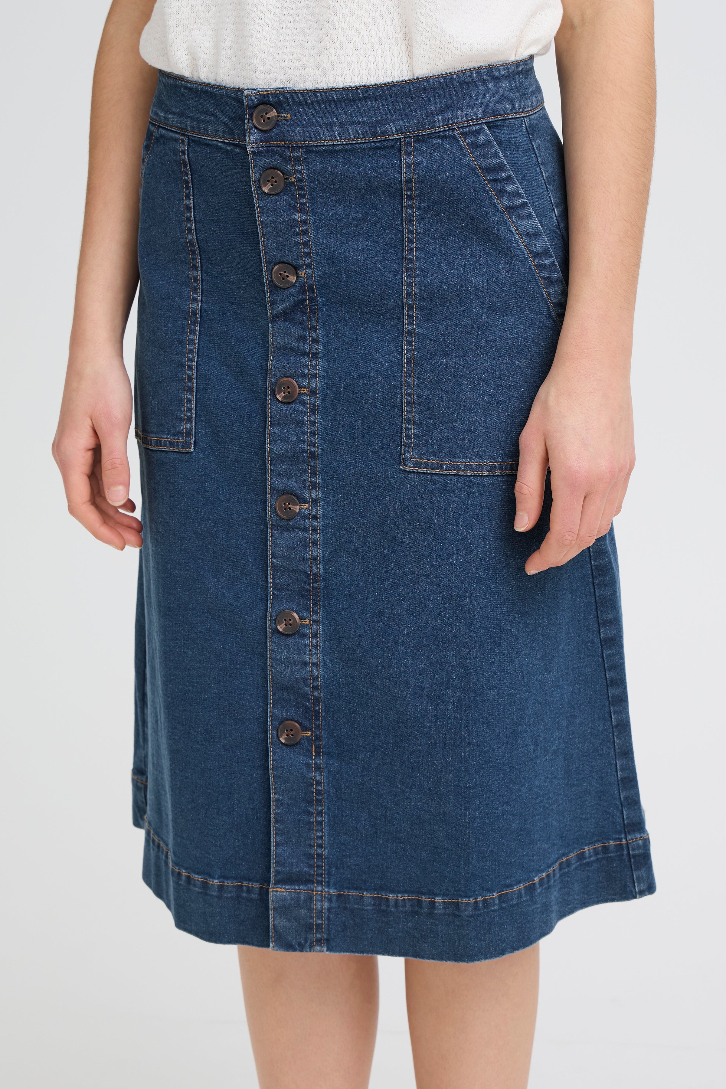 Fransa Vocut Nederdel 3 Denim Mid Blå