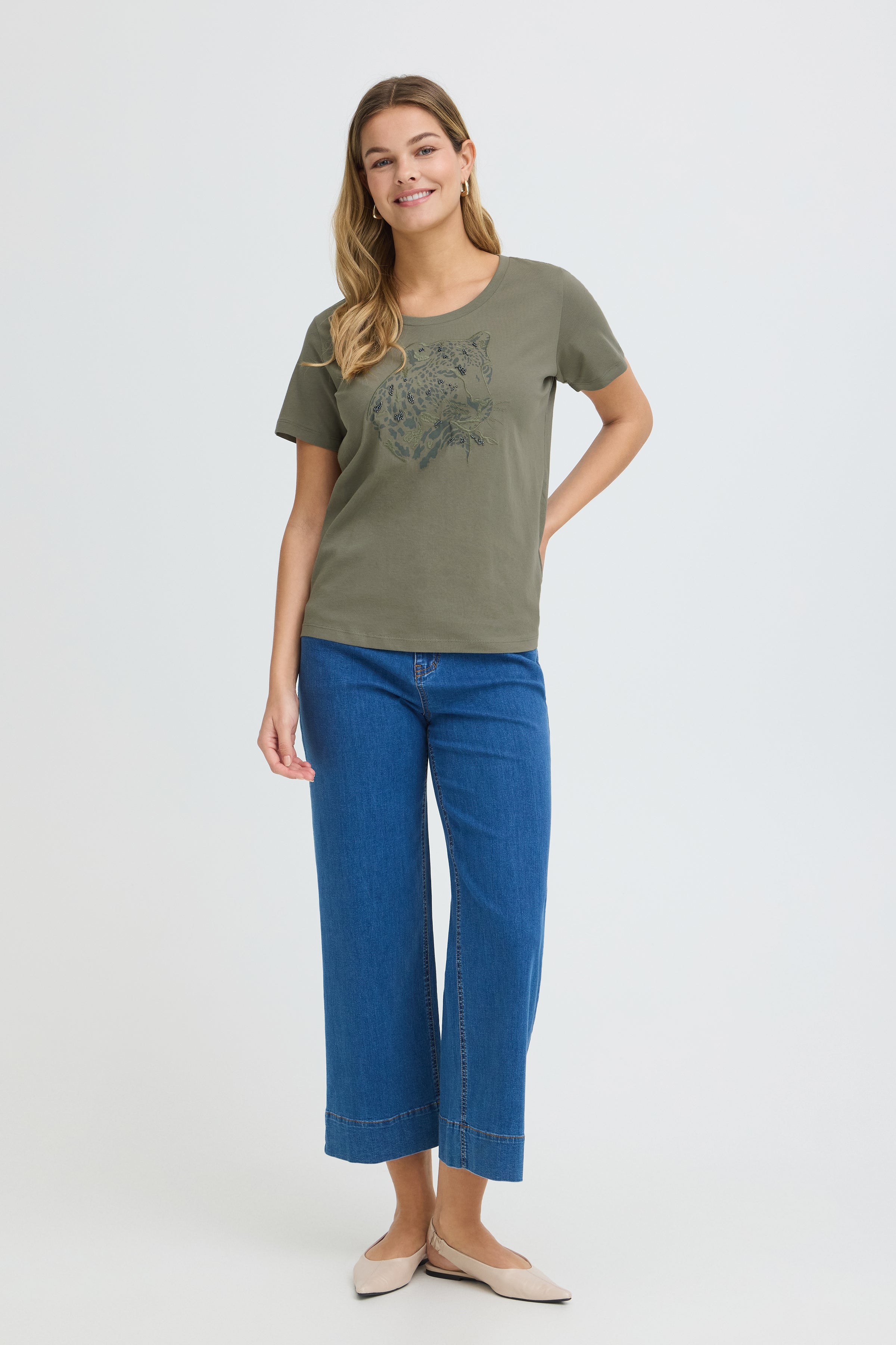 Fransa Evani T-shirt 1 Olive Leo Grøn