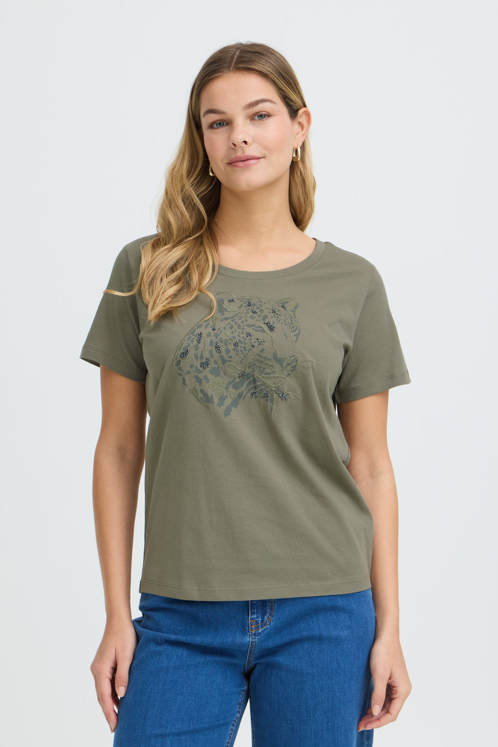 Fransa Evani T-shirt 1 Olive Leo Grøn