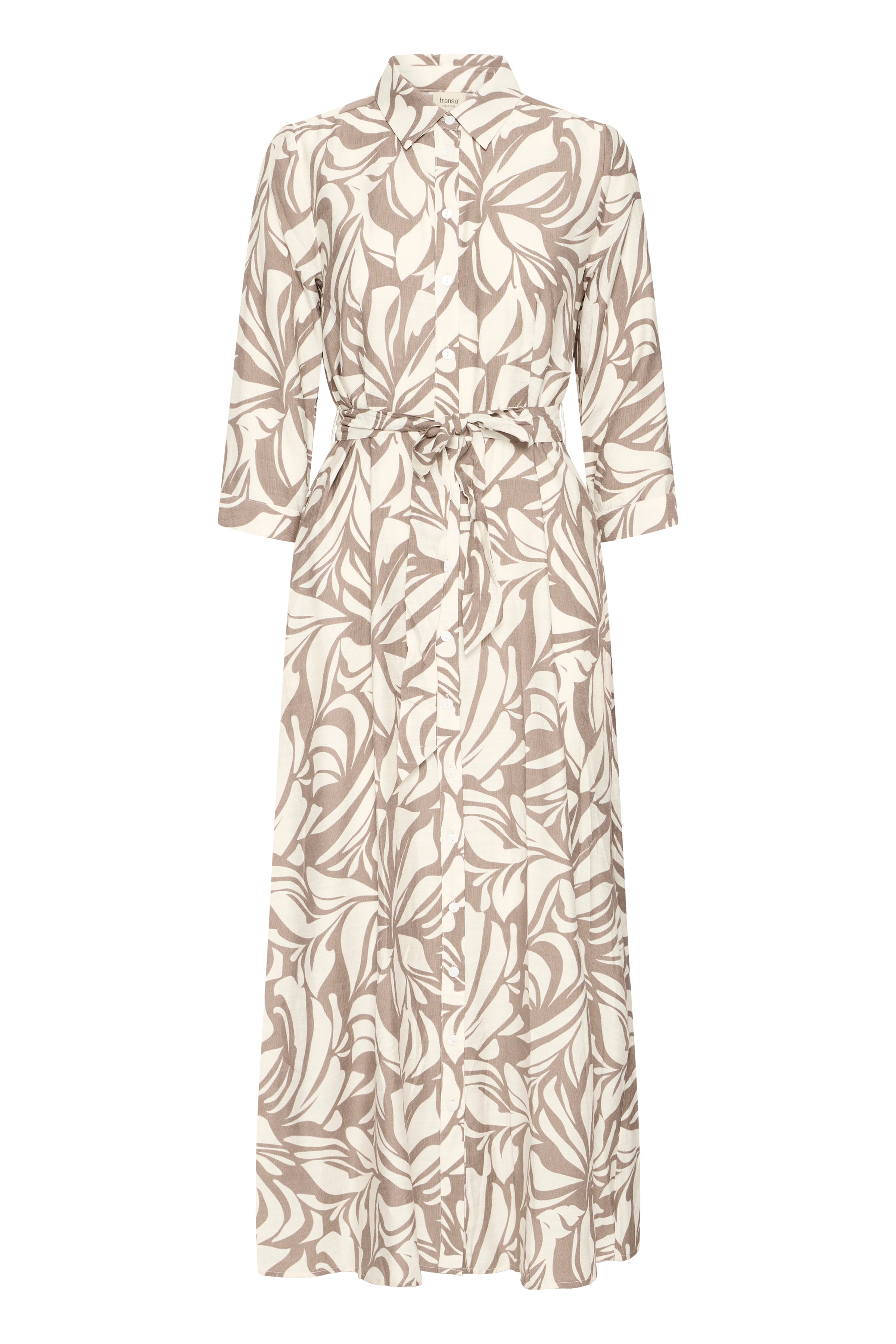 Fransa Ariana Kjole 20 Blomstret Reverie Creme Brun