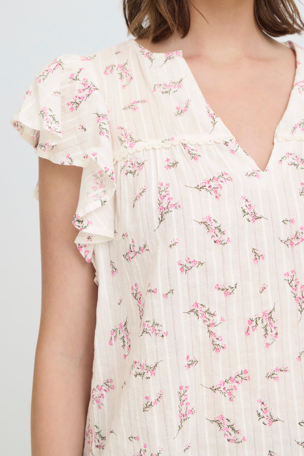 Fransa Easa Bluse 1 Hvid Blomster Pink