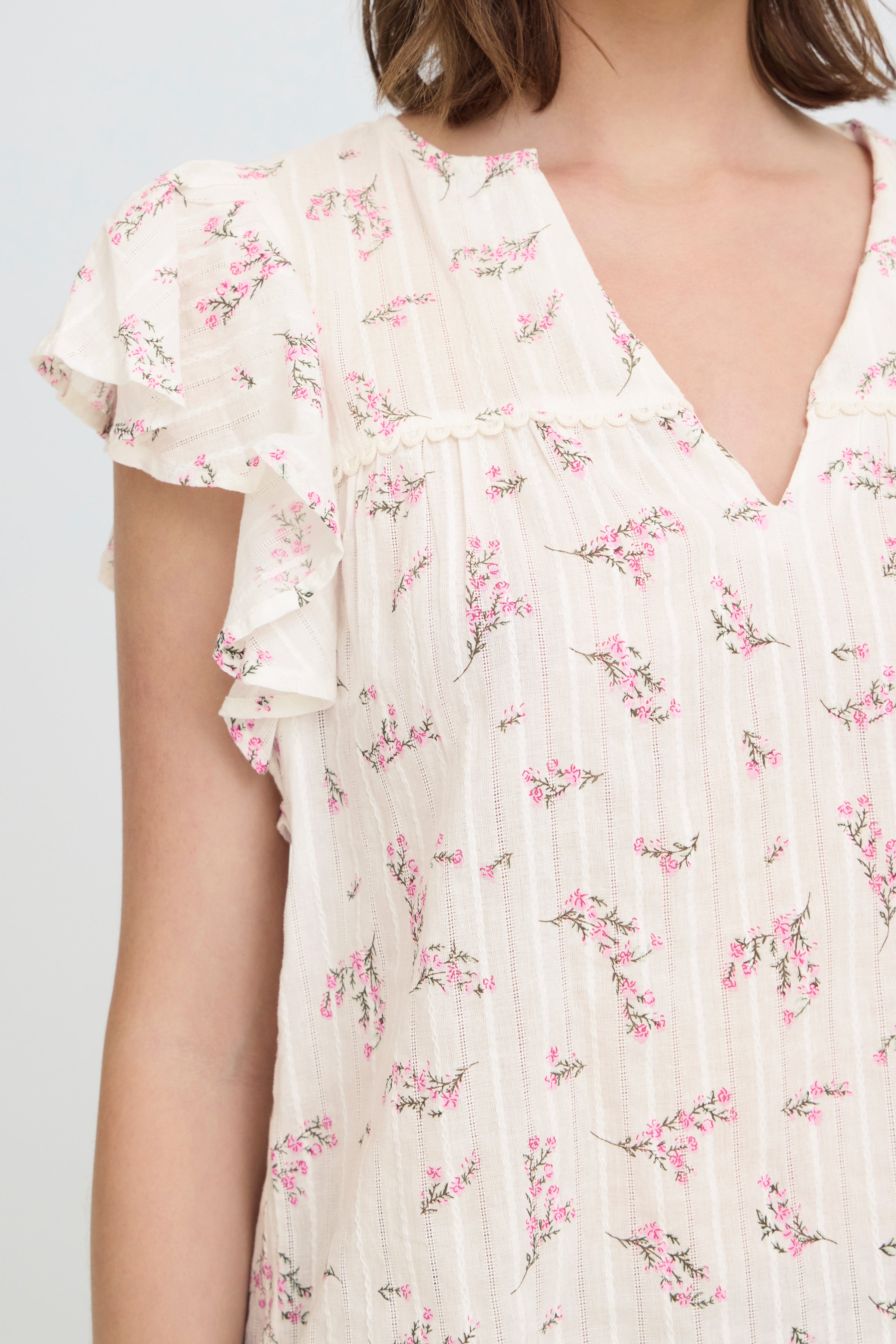 Fransa Easa Bluse 1 Hvid Blomster Pink