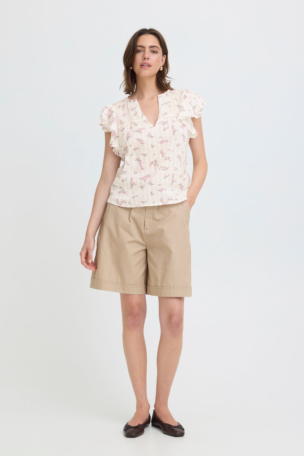 Fransa Easa Bluse 1 Hvid Blomster Pink