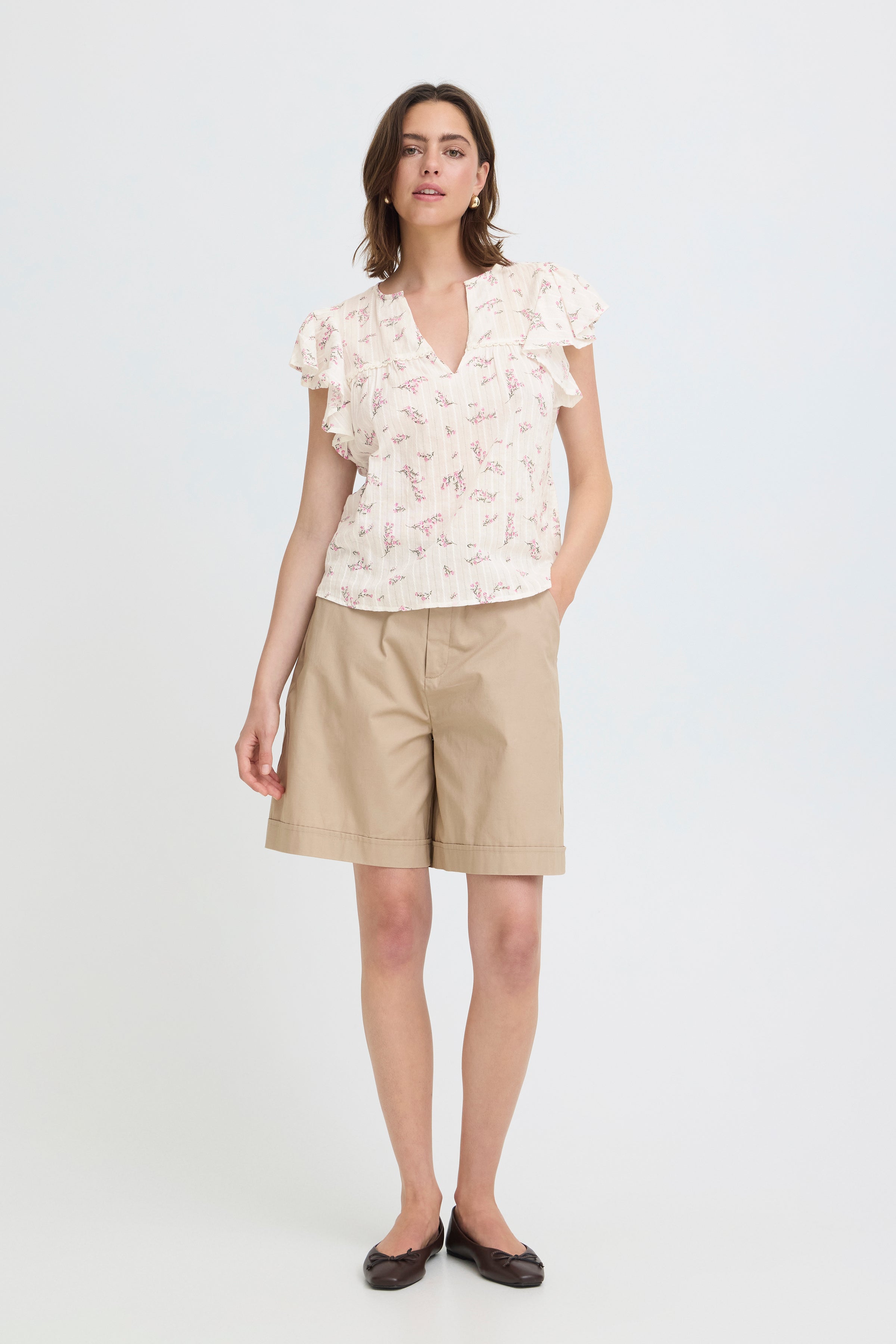 Fransa Easa Bluse 1 Hvid Blomster Pink
