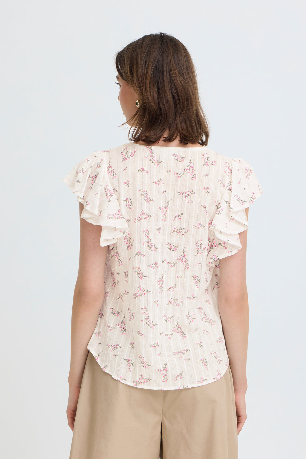Fransa Easa Bluse 1 Hvid Blomster Pink