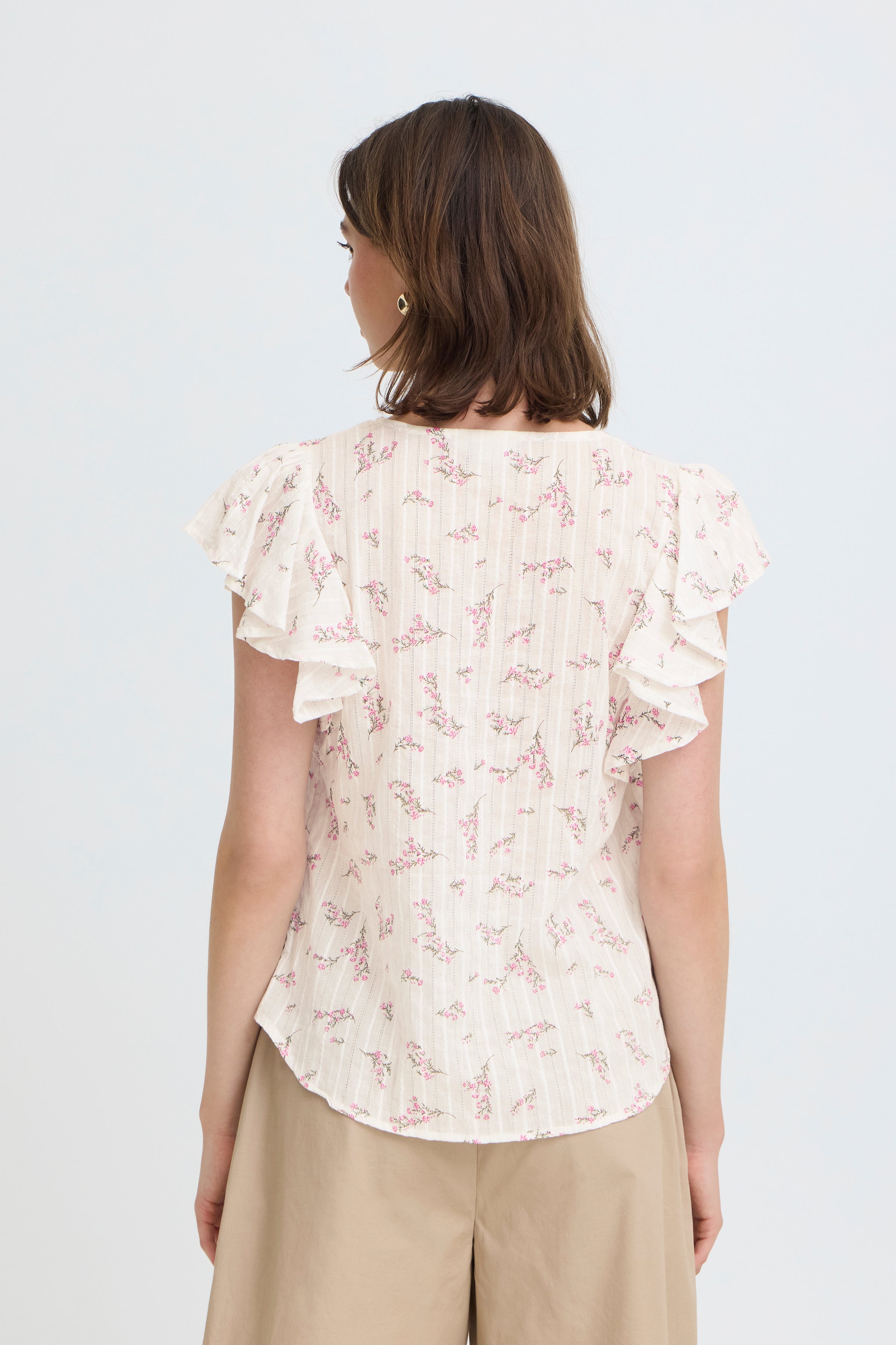 Fransa Easa Bluse 1 Hvid Blomster Pink