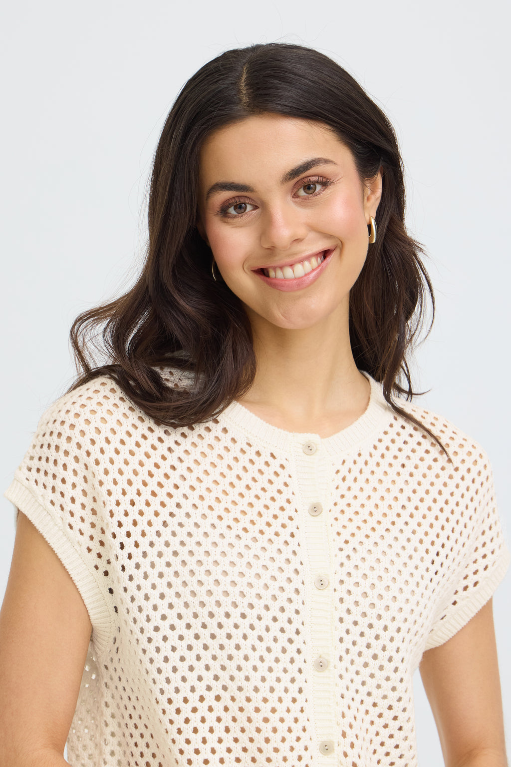 Fransa Josa Cardigan 1 Whisper Hvid