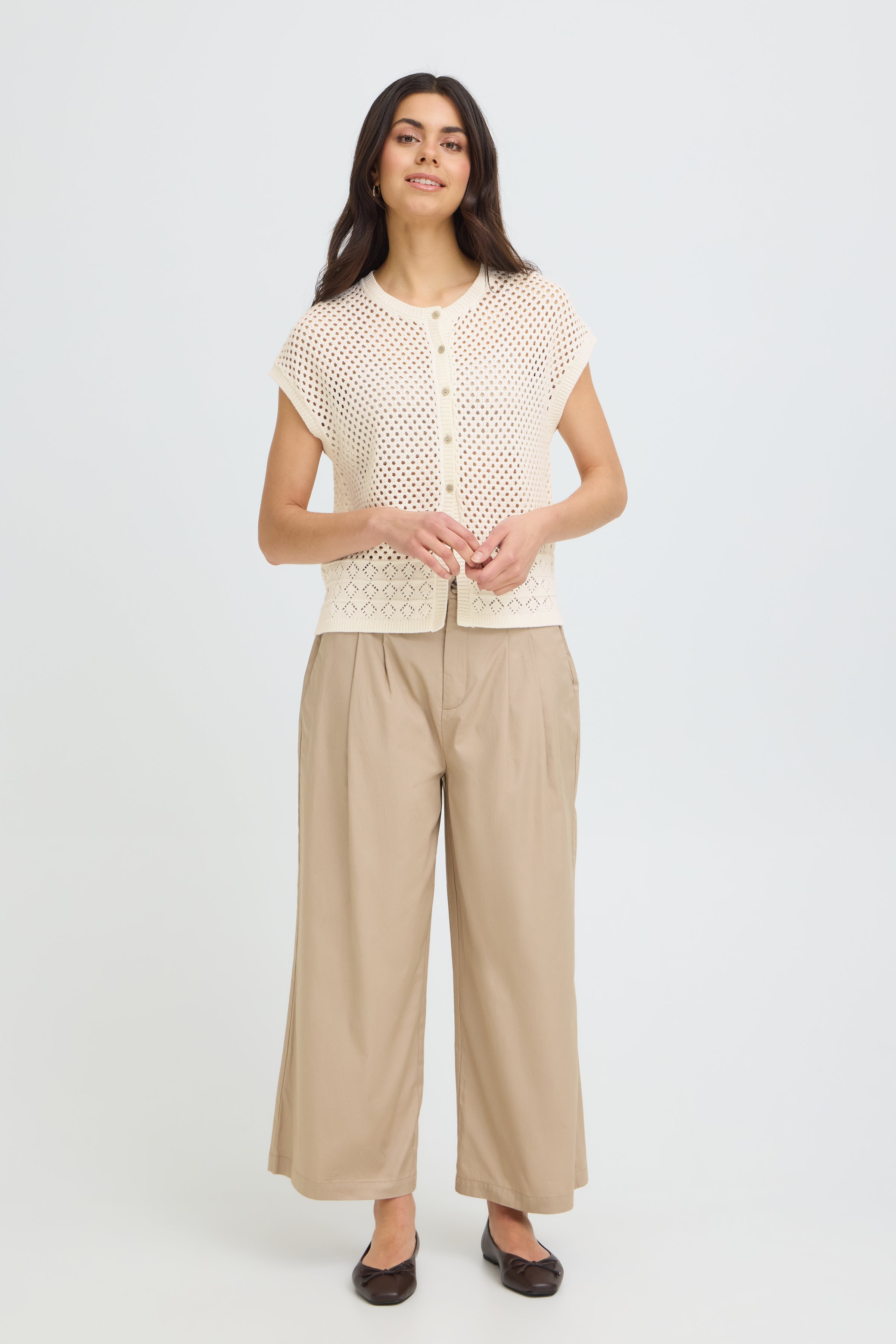 Fransa Josa Cardigan 1 Whisper Hvid
