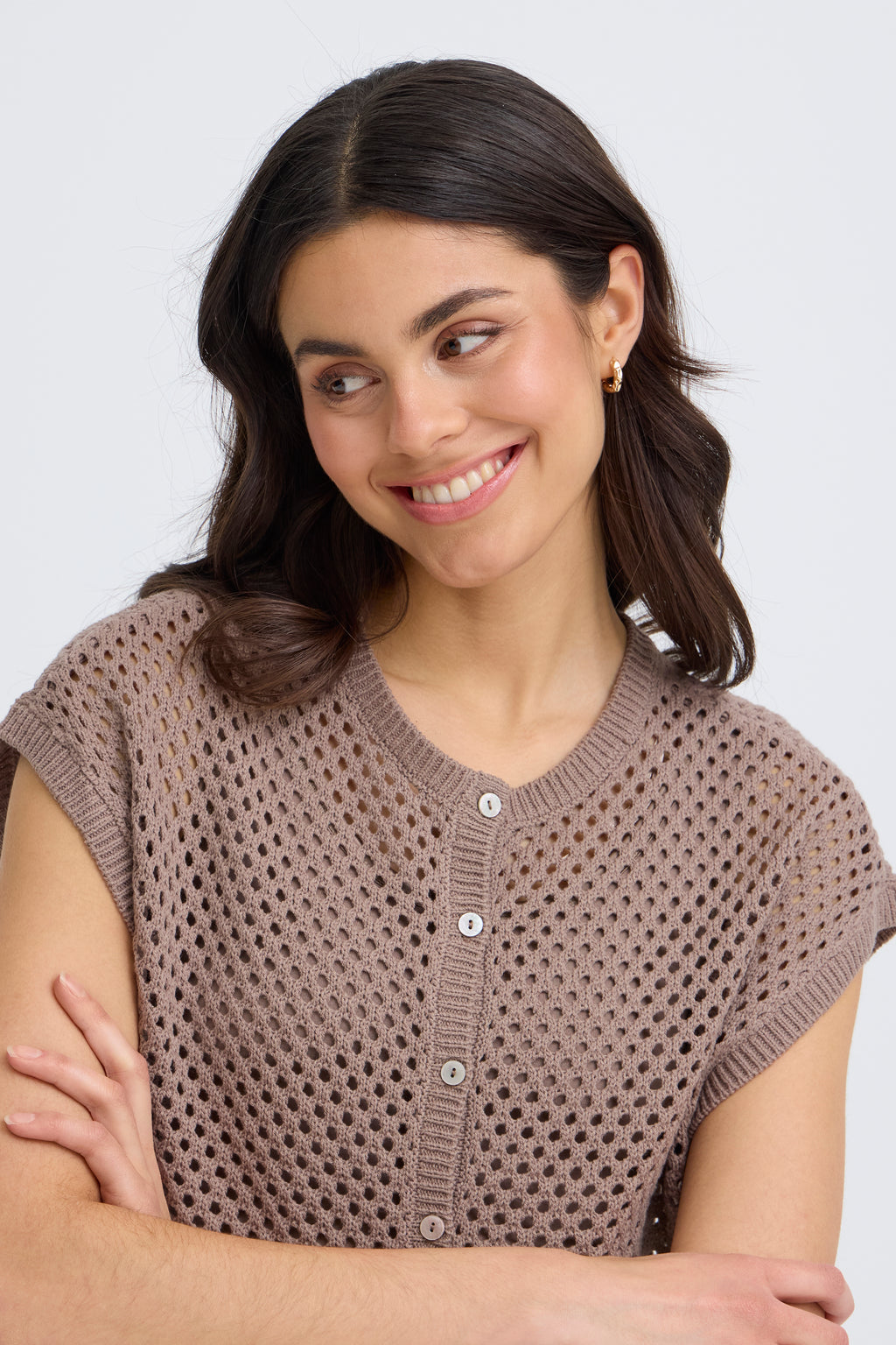 Fransa Josa Cardigan 1 Mountain Trail Brun