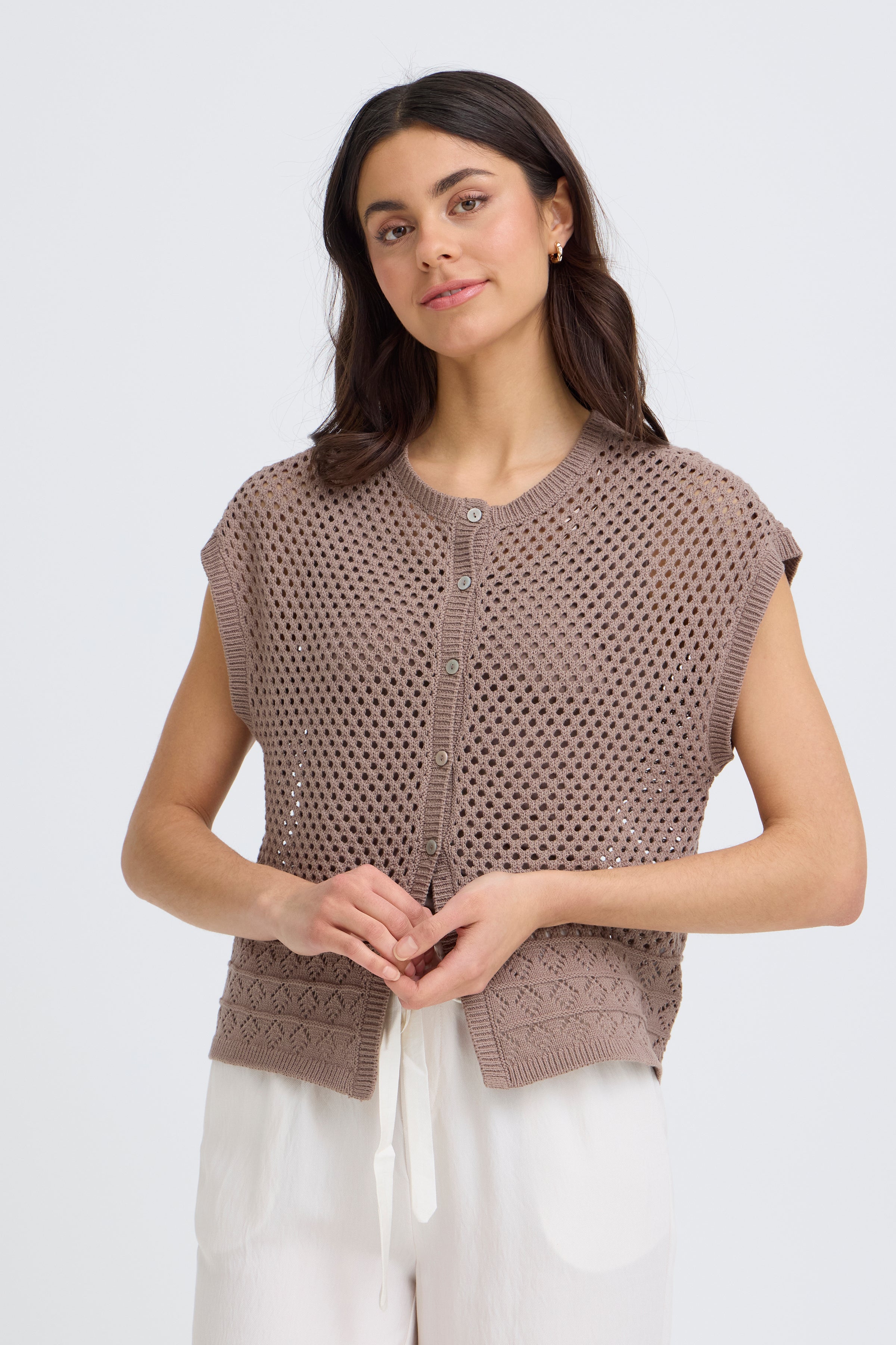 Fransa Josa Cardigan 1 Mountain Trail Brun