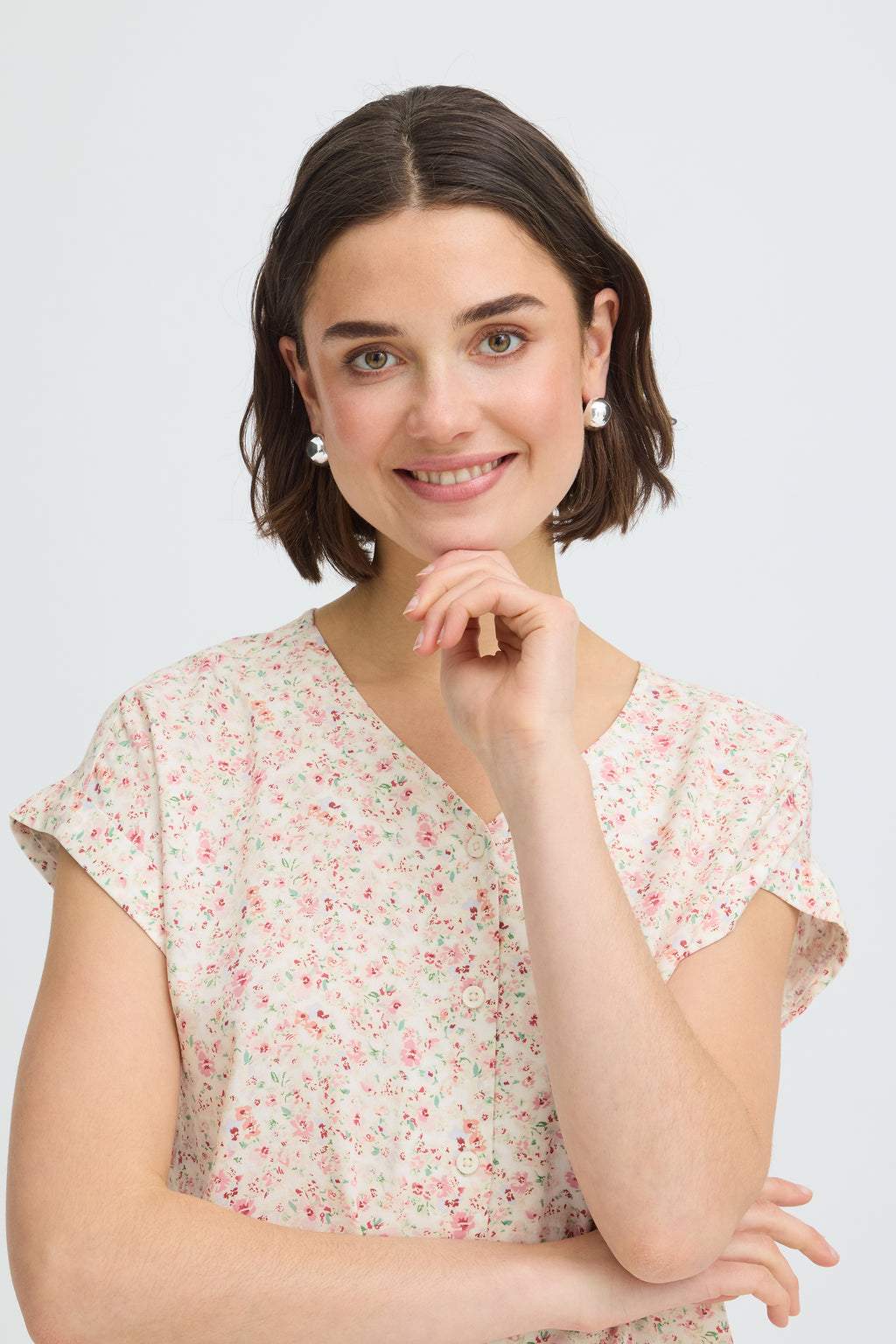 Fransa Heat Bluse 3 Blomster Boho Pink