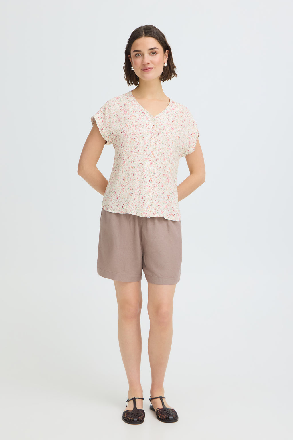 Fransa Heat Bluse 3 Blomster Boho Pink