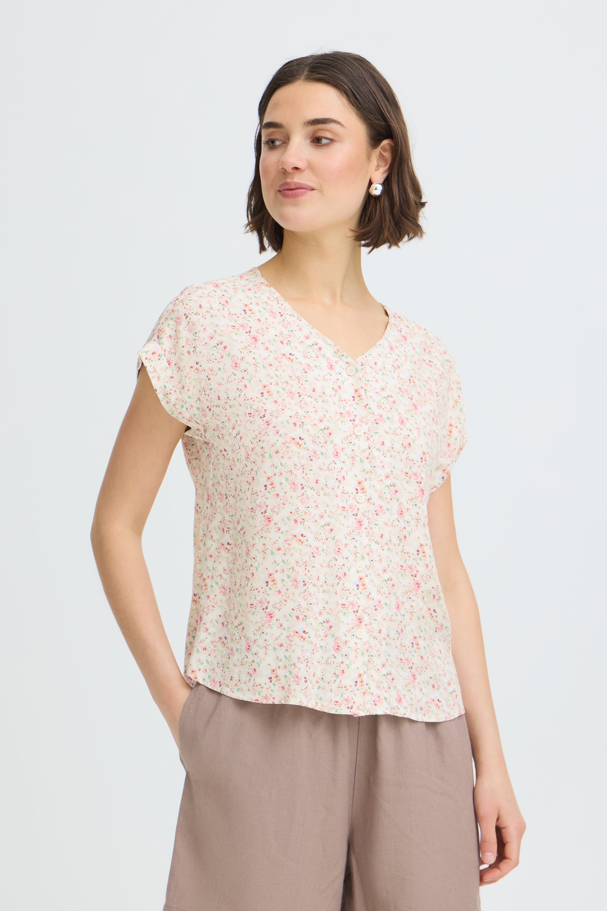 Fransa Heat Bluse 3 Blomster Boho Pink